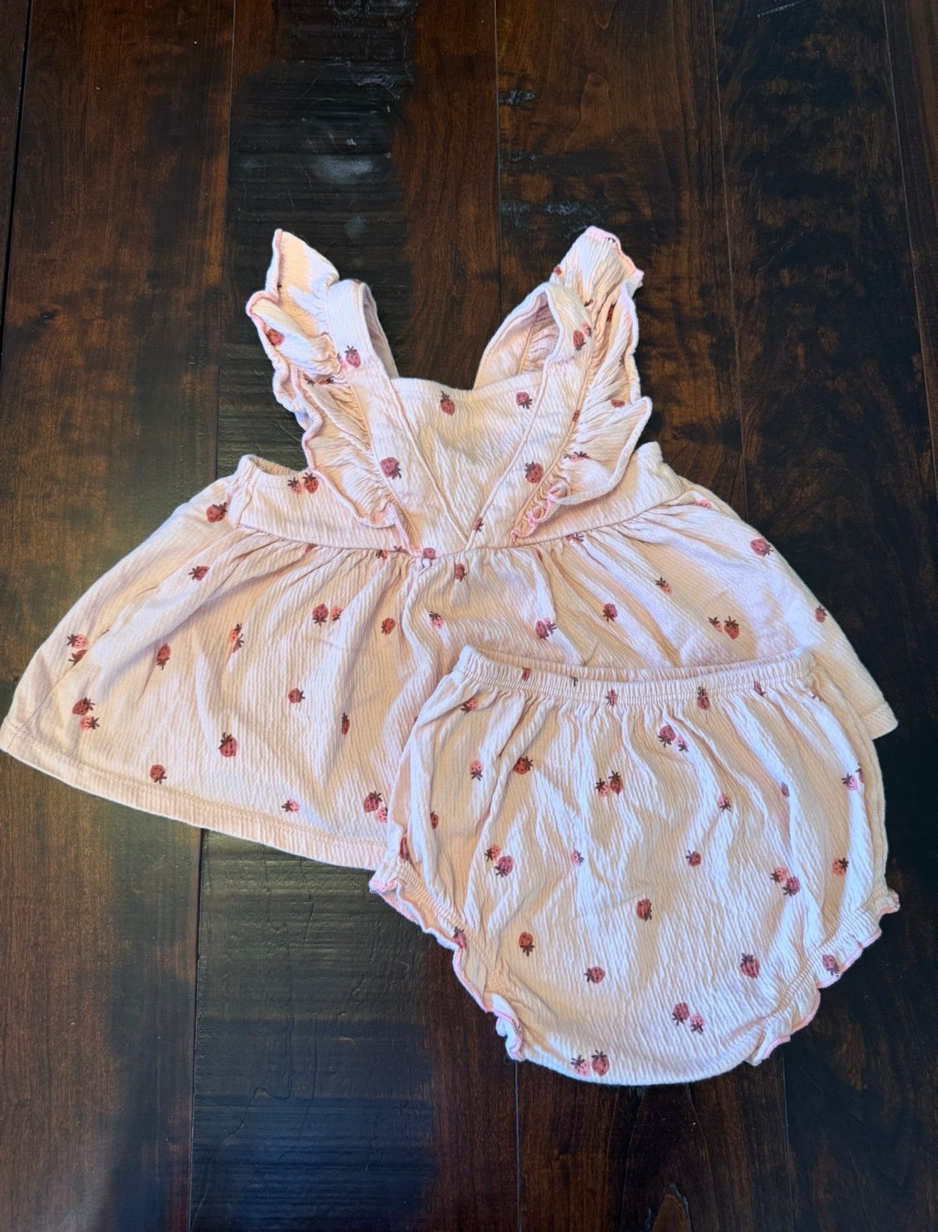 #28 Modern Moments Strawberry Infant Girl Summer Outfit - Size 12 Months