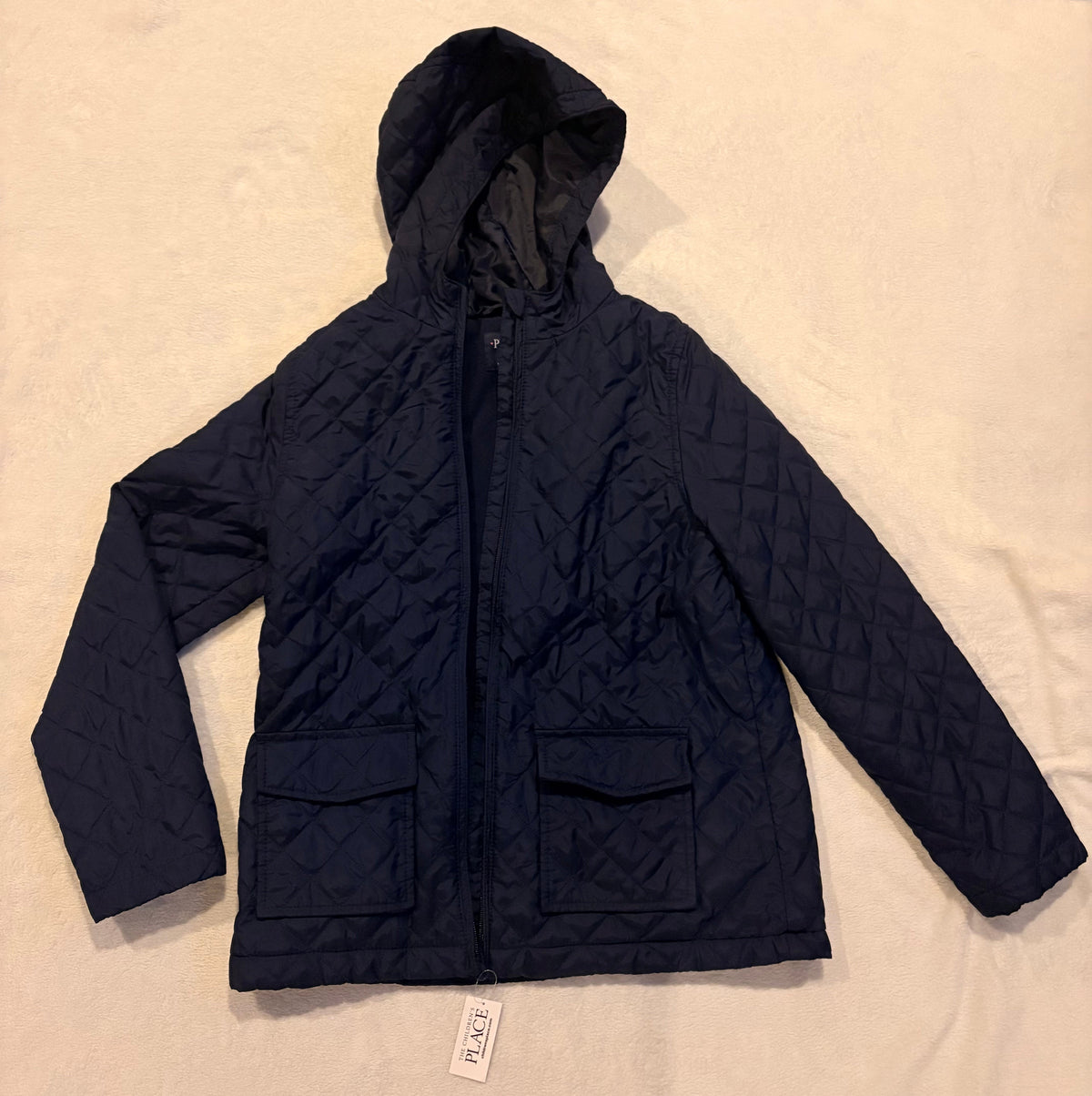 #102 - NWT Children's Place girls size 16 dark navy hooded puffy jacket