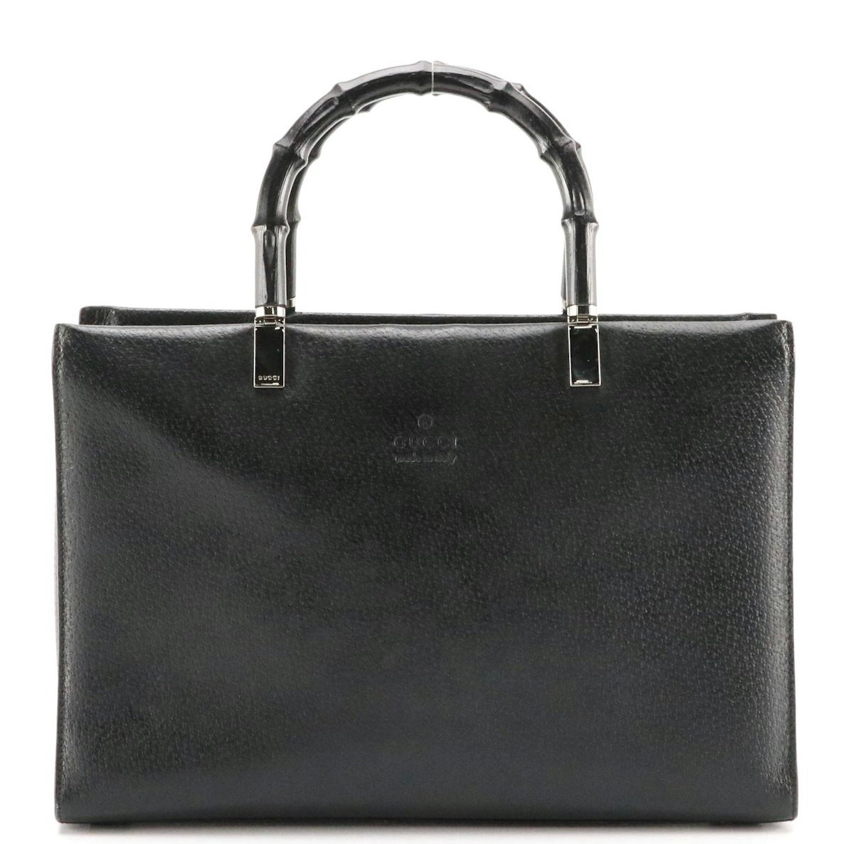 #146 - REDUCED Gucci Black Leather Bag with Bamboo Handles