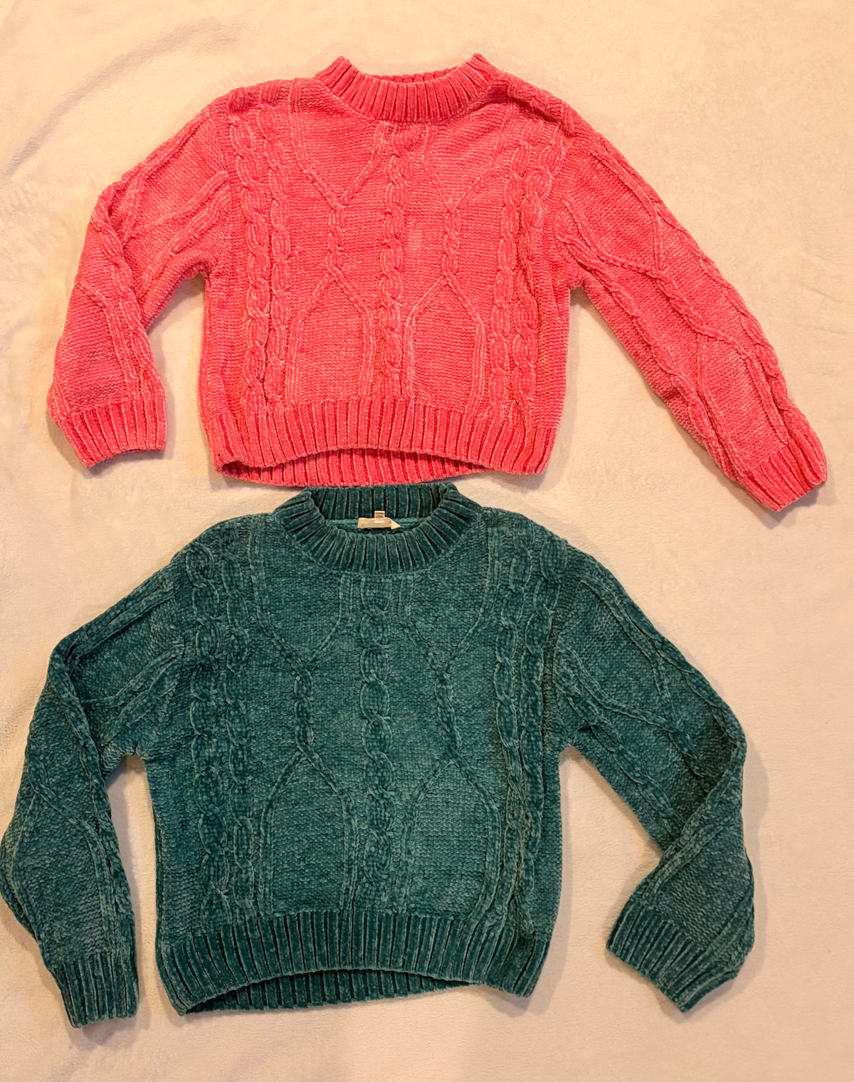 #102 - Jessica Simpson girls size 14/16 velvety sweaters x 2