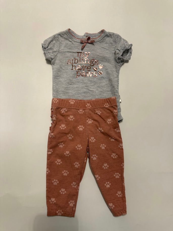 #78 REDUCED Tahari Baby My Siblings Have Paws Outfit 3-6M