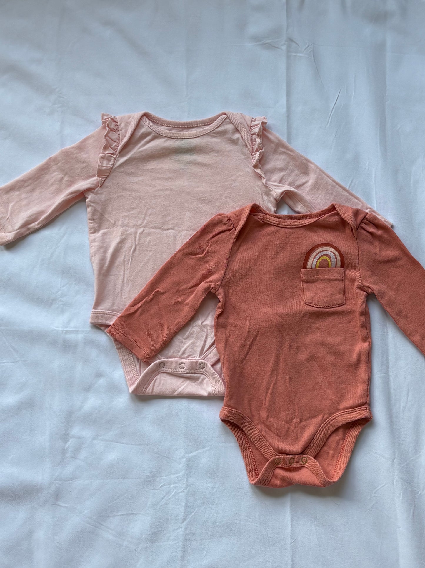 #88 Gap/Clould Island Pink Long Sleeve Onesies Girls Size 3-6M