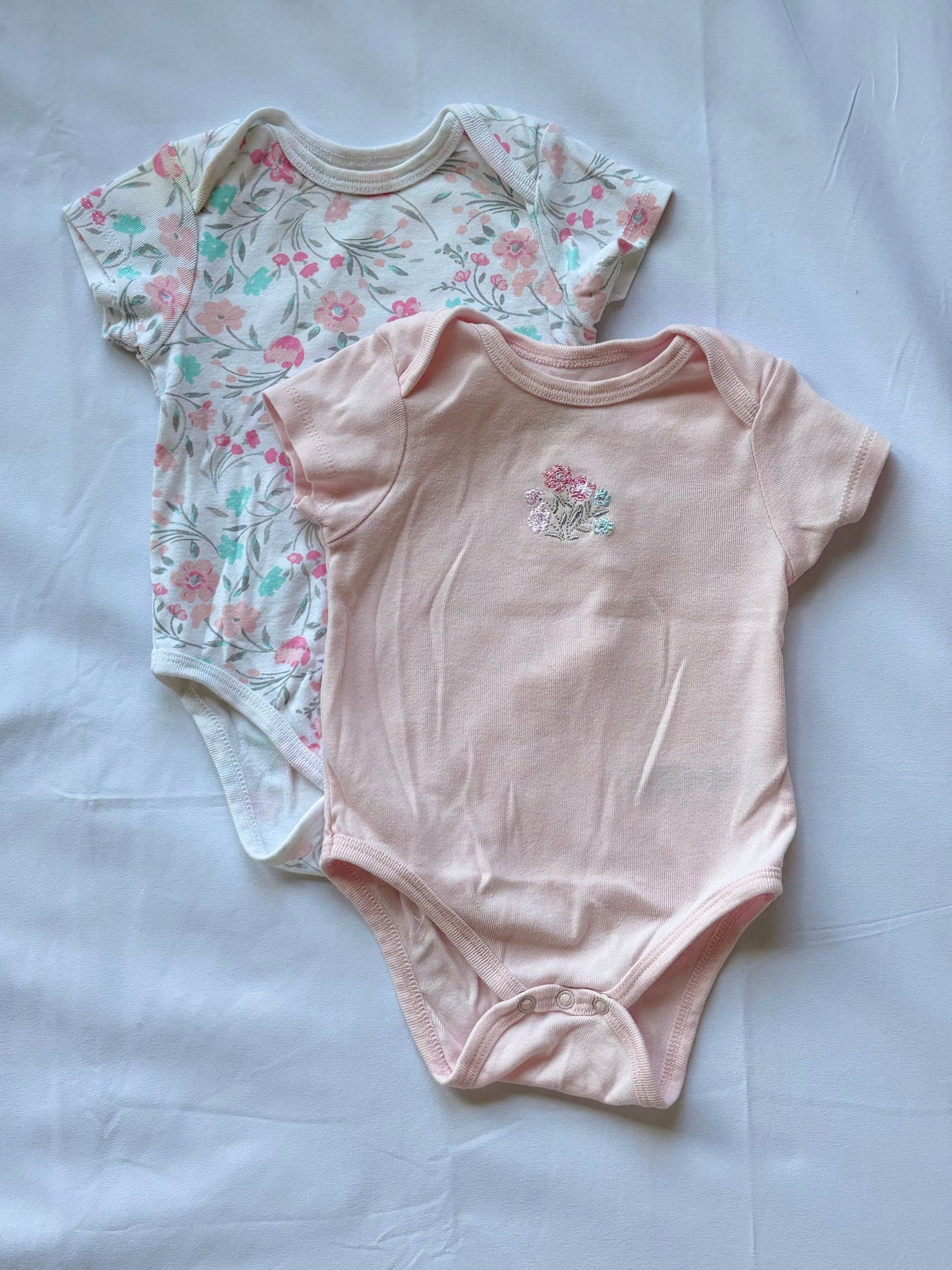 #88 REDUCED Little Me Pink Floral Onesies Girls Size 6M