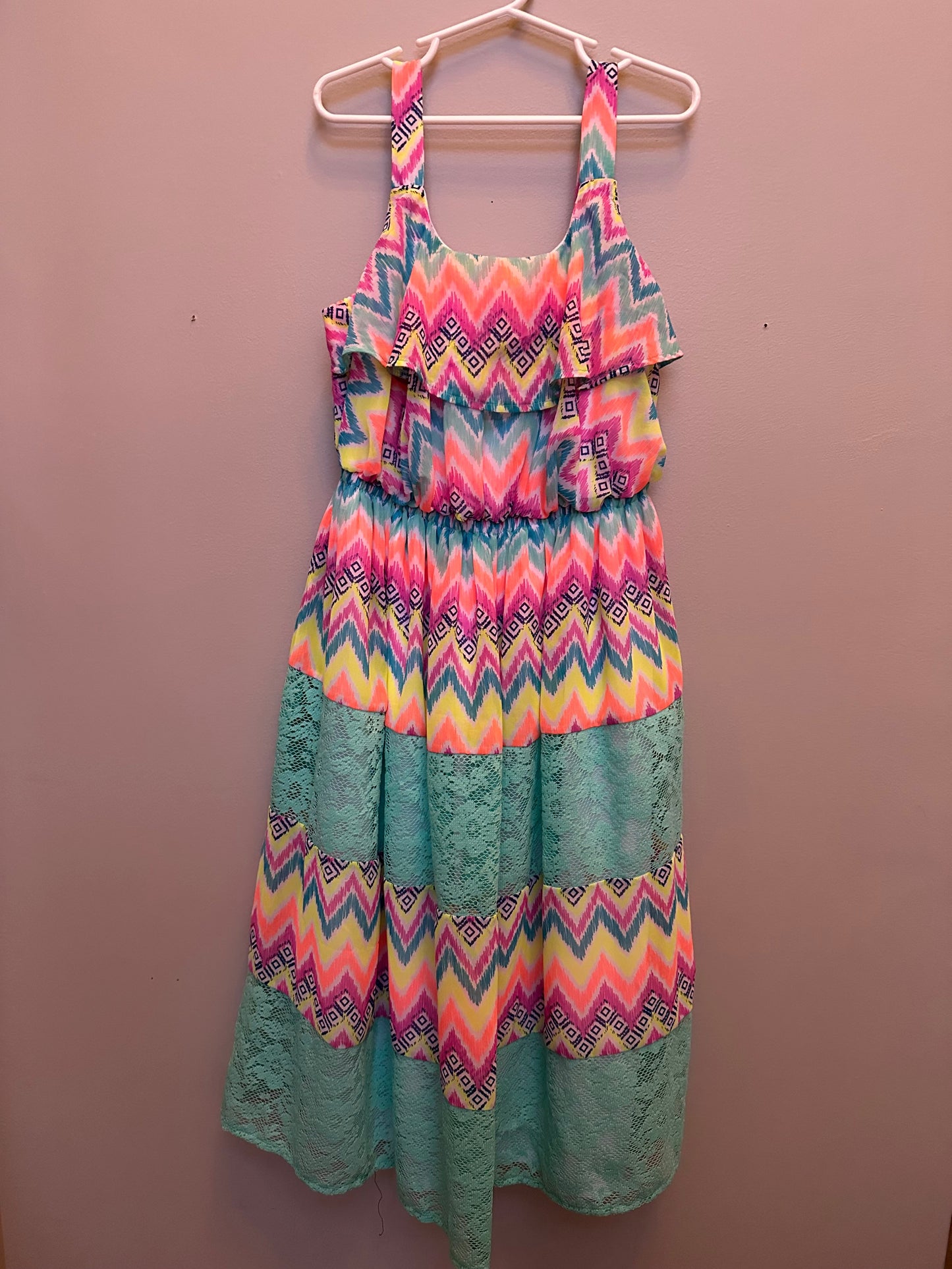 #130 Chevron Route 66 Girls Sz 7/8 Dress