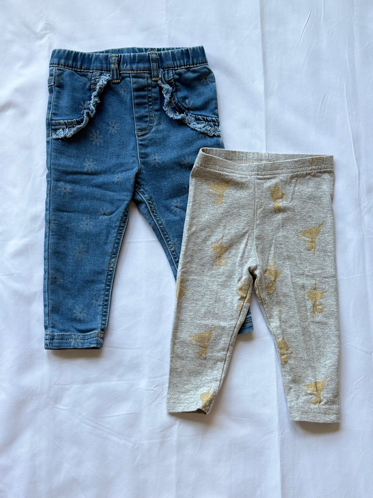 #88 Cat & Jack/Carters Jeans and Leggings Bundle Girls Size 12M