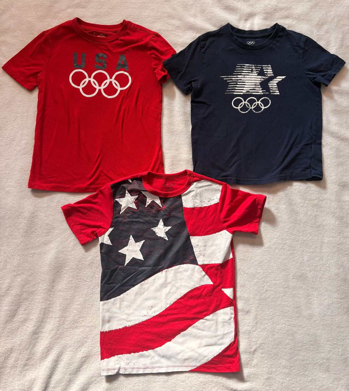 #102 - *Reduced* boys size 8/M set of USA olympic short sleeves