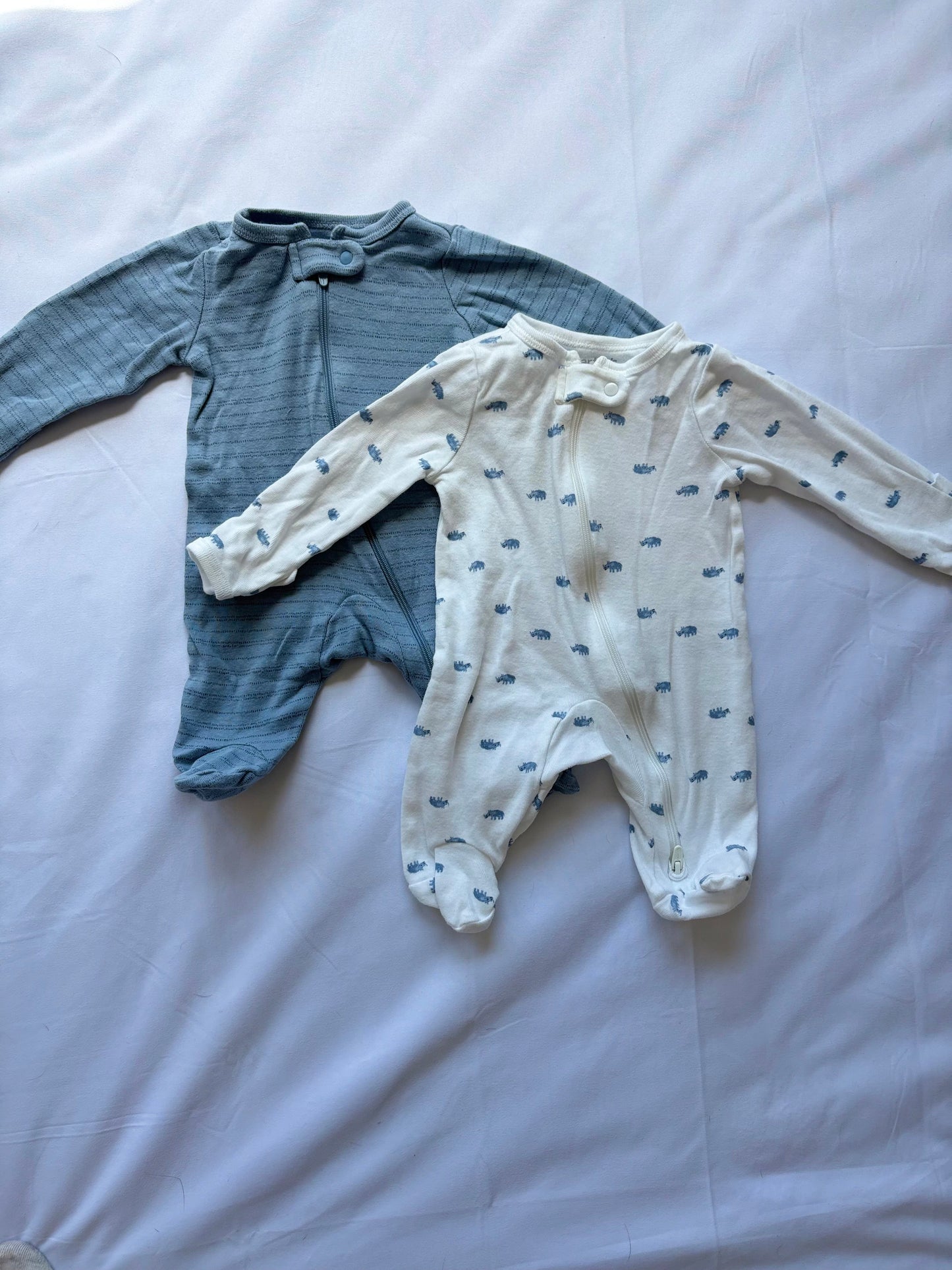 #88 REDUCED Carters Just One You Blue Rhino Footie PJs Boys Size Newborn