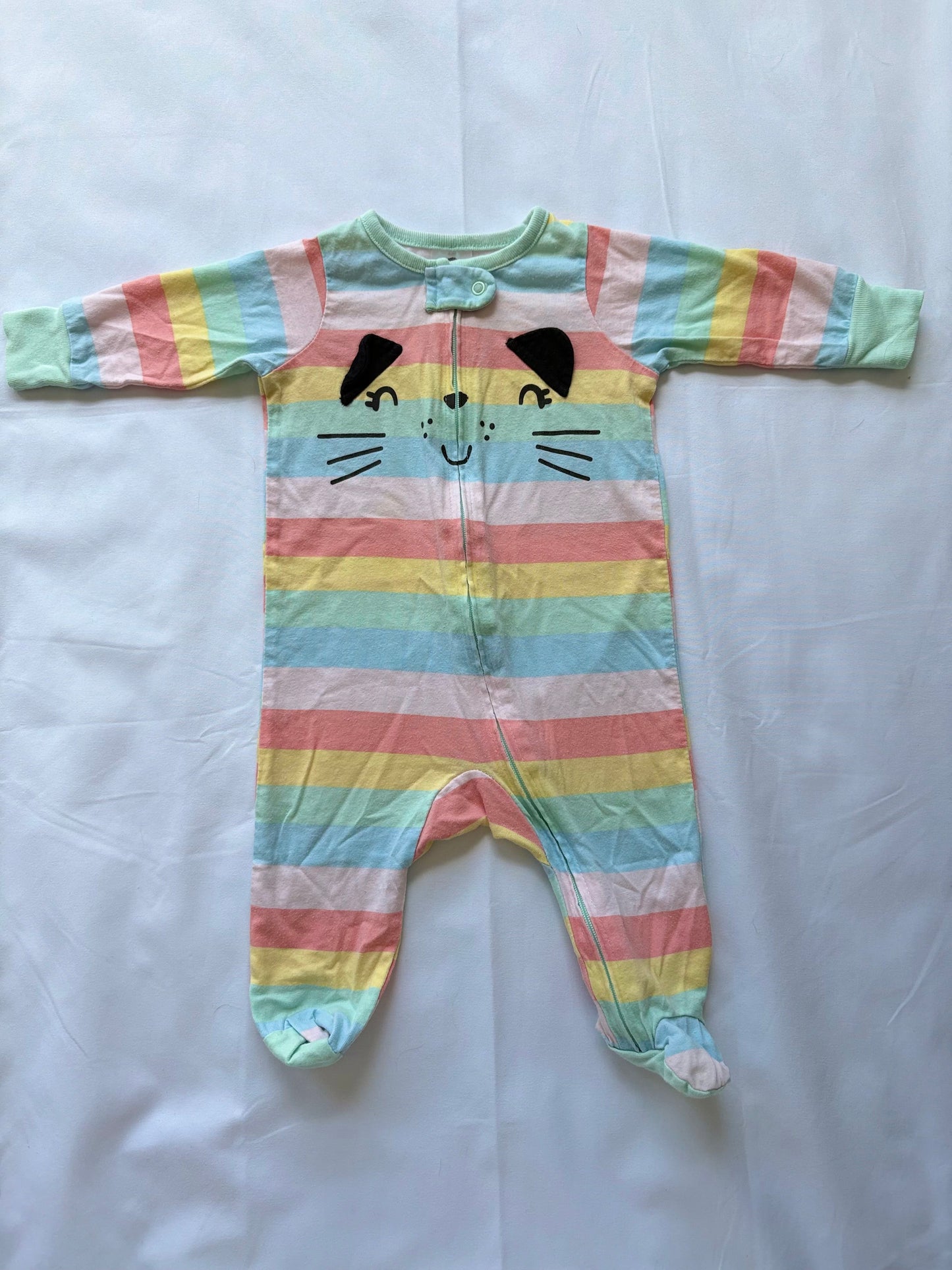 #88 REDUCED Gerber Rainbow Striped Footie PJs Girls Size 0-3M
