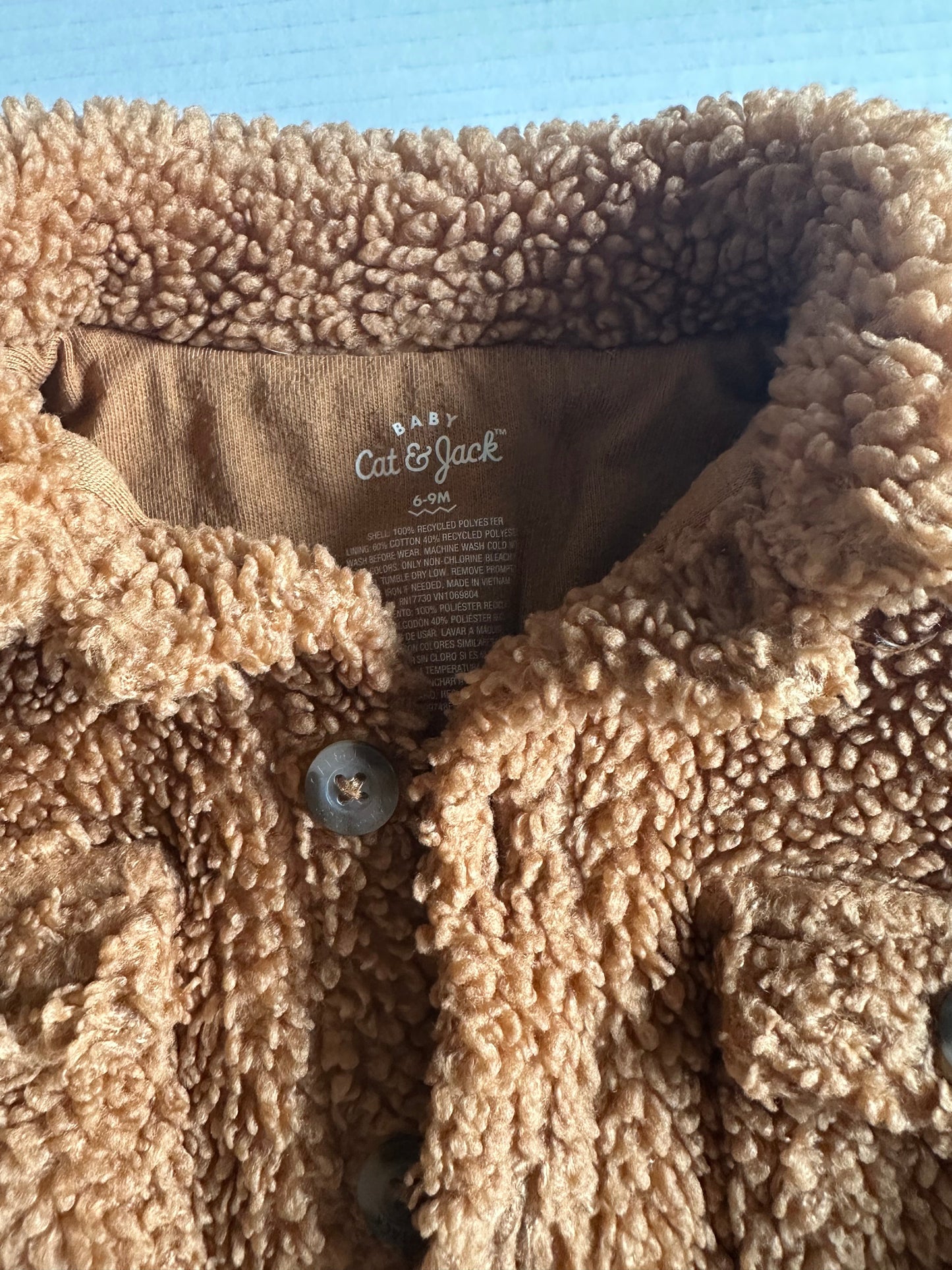 #93 Cat & Jack Teddy Bear Jacket Gender Neutral 6-9M