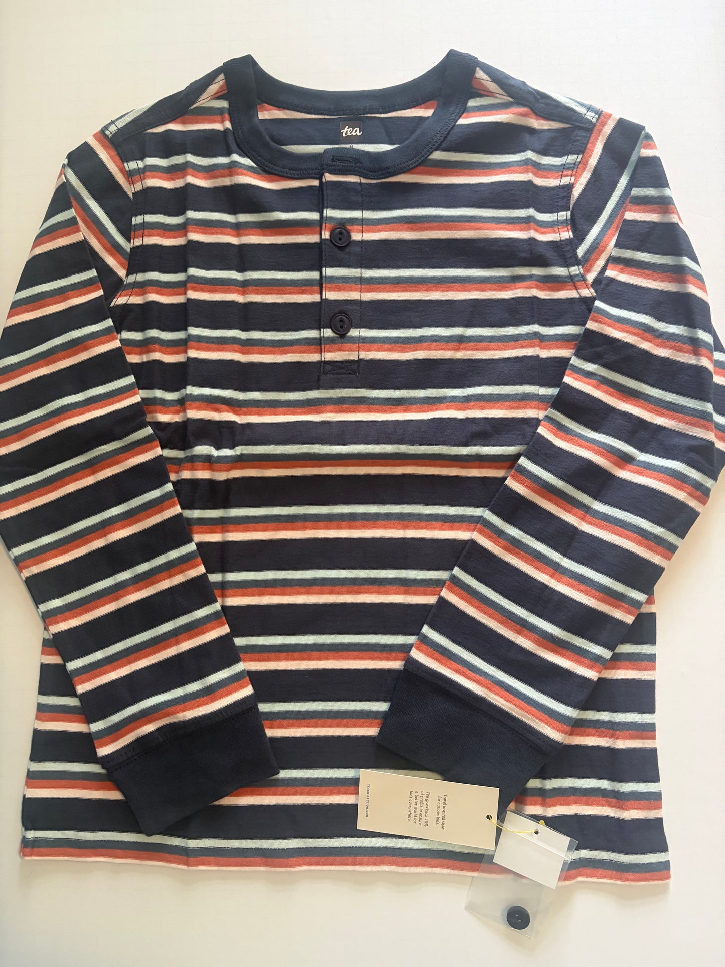 Seller #91 Boys' size 8 Tea Collection long sleeve striped henley NWT