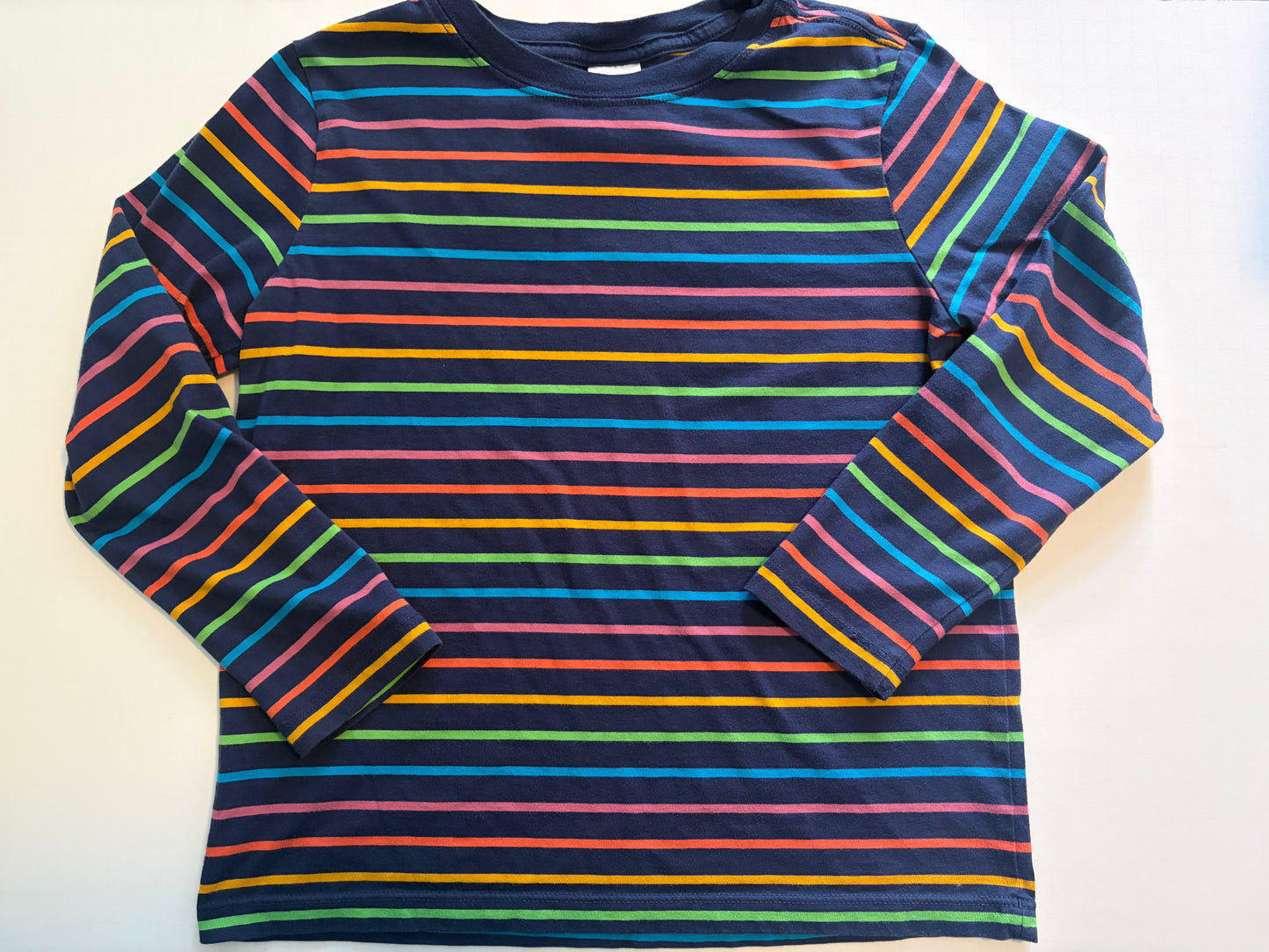 Seller #91 Girls' size 6-7 Hanna Andersson rainbow striped long-sleeve t-shirt EUC