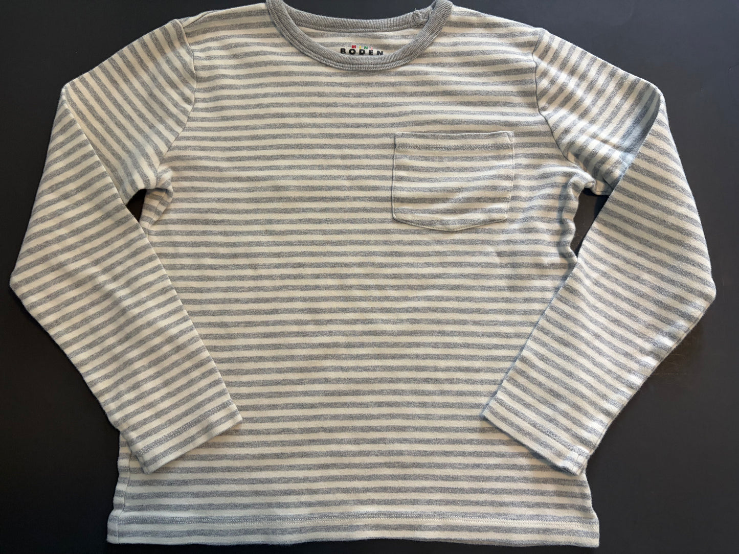 Seller #91 Boys' size 8-9 Mini Boden striped long sleeve pocket t-shirt VGUC