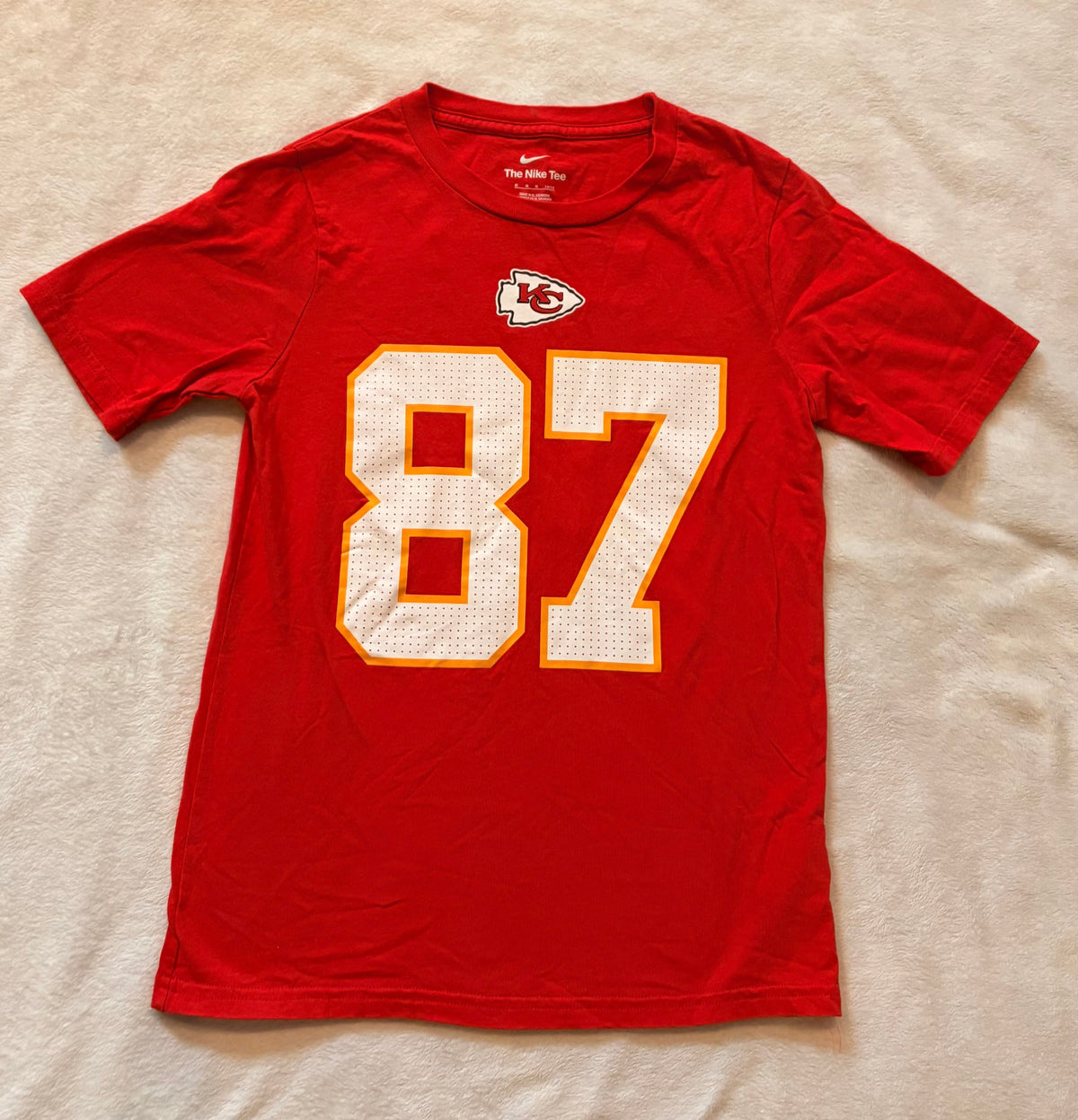 #102 - boys size M Travis Kelce jersey tee