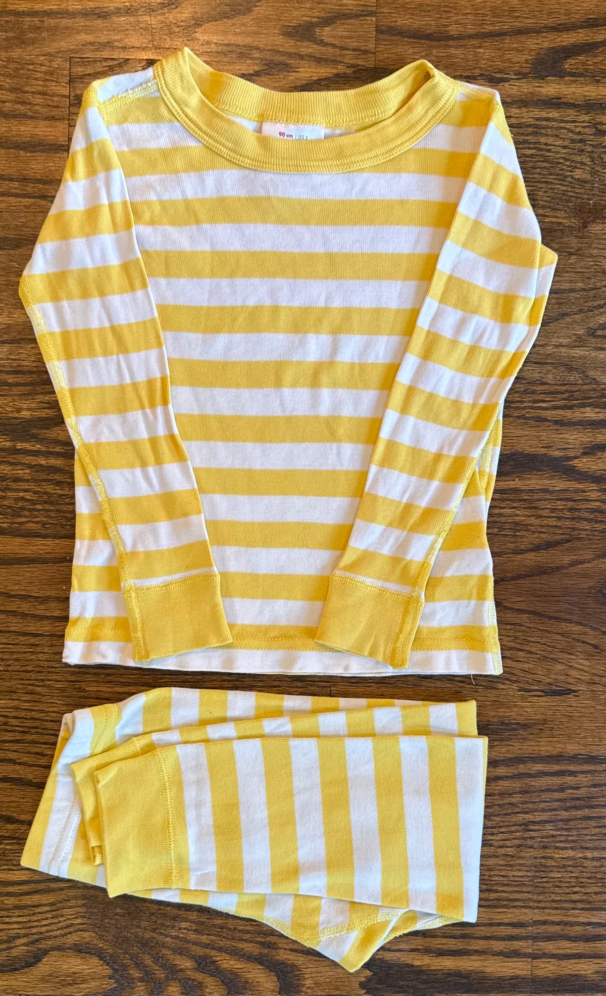 # 75 Hanna Andersson Unisex Yellow Stripe Pajamas, Size 3