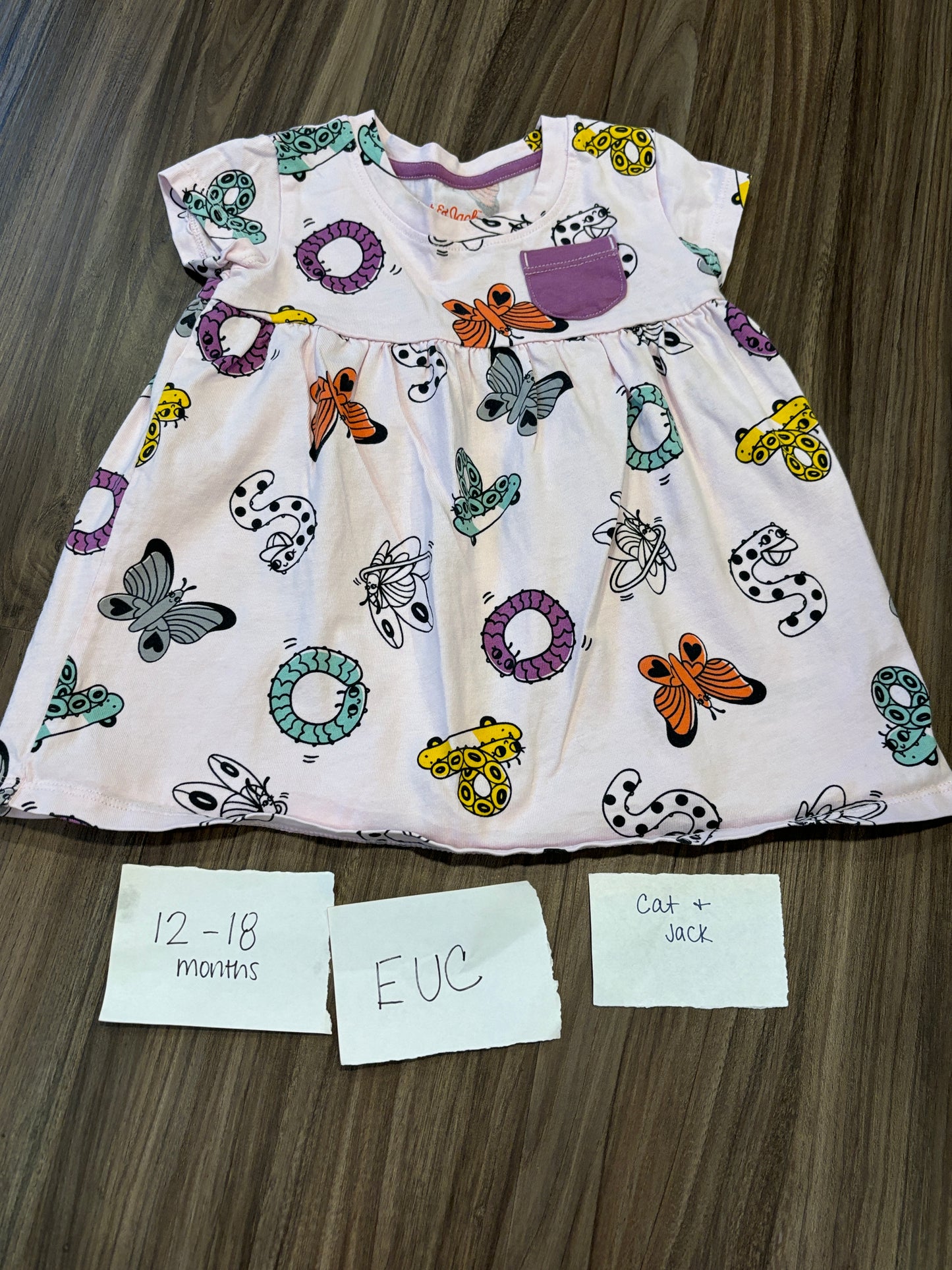 #77 - 12-18 Mo - EUC Cat & Jack - Purple SS Dress