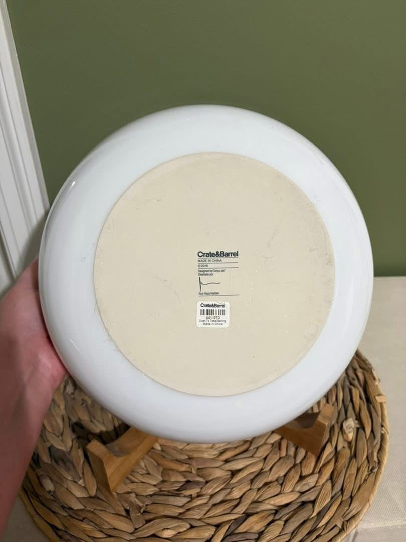 #133 Crate & Barrel Serving Bowl with Wood Stand