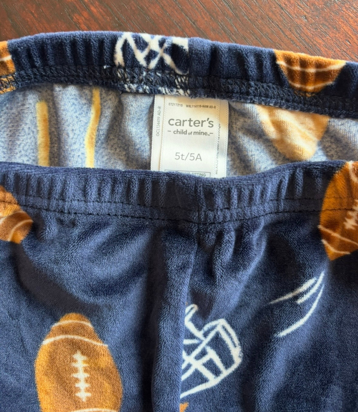#44 Carters 5t Boys football pajama set-velour