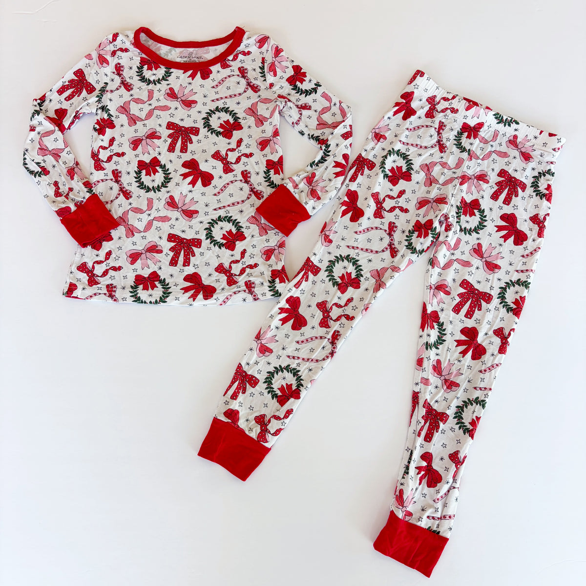 #96 | Size 5/6 | Caden Lane Girls Ribbon Christmas Pajamas