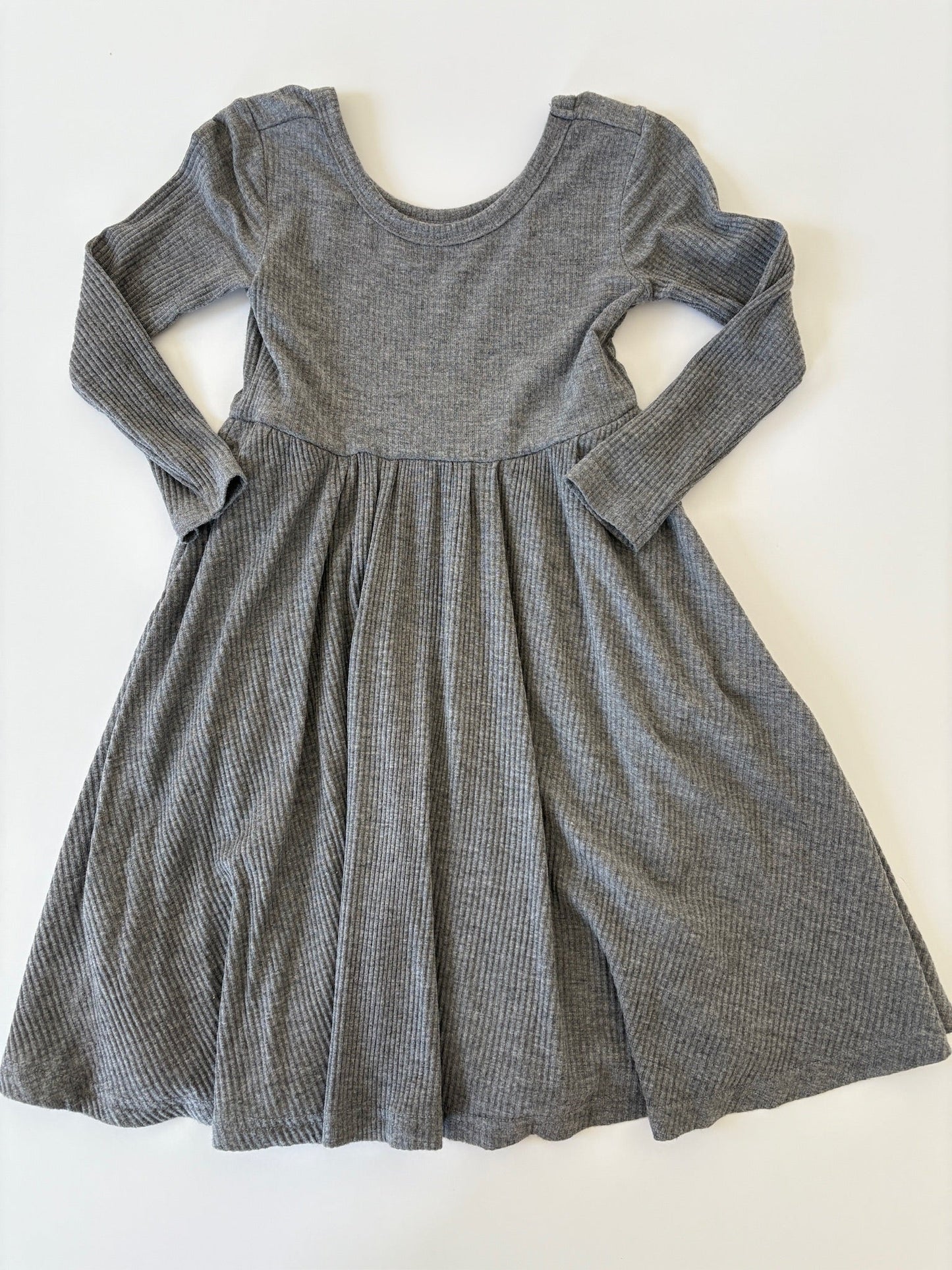 Seller #105 - Size 2T Girls Little Sleepies Gray Ribbed Bamboo Long Sleeve Dress VGUC