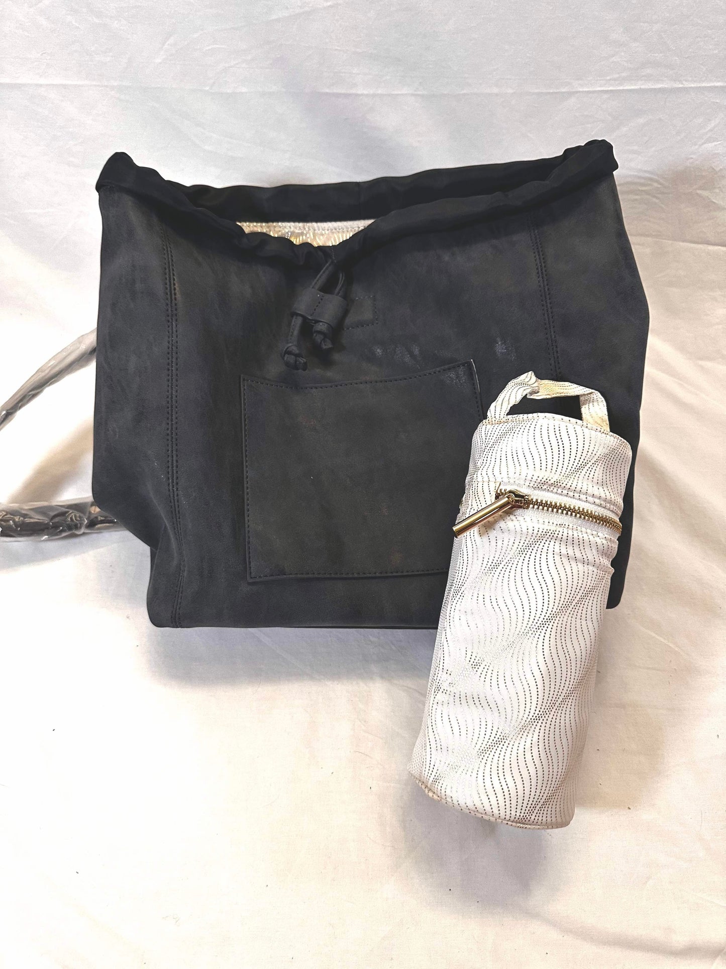 #30 NWT Rosie Pope Navy Leather Diaper Bag