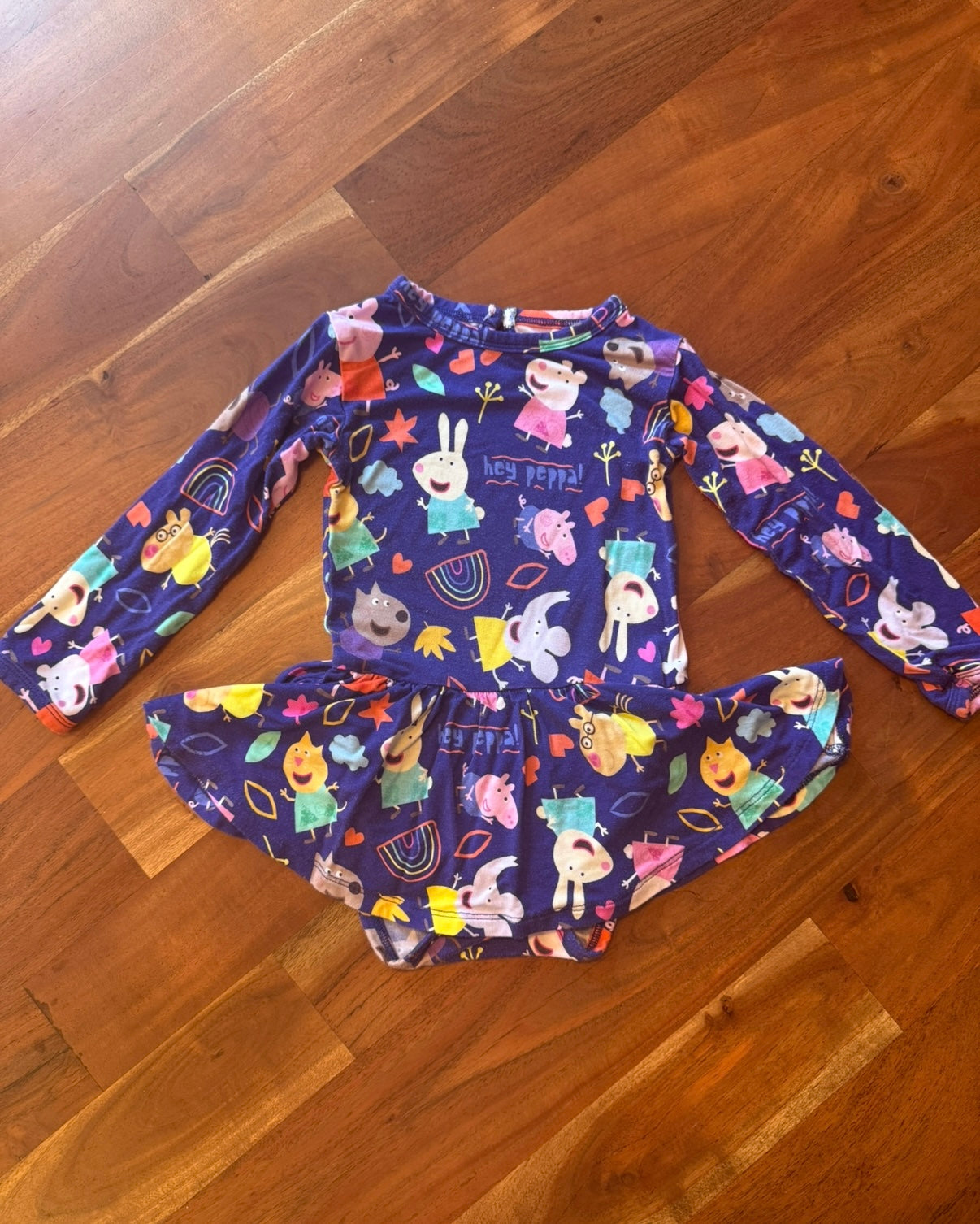 #51 REDUCED 12-18M Bums & Roses x Peppa Pig Bamboo Twirl Bodysuit Dress