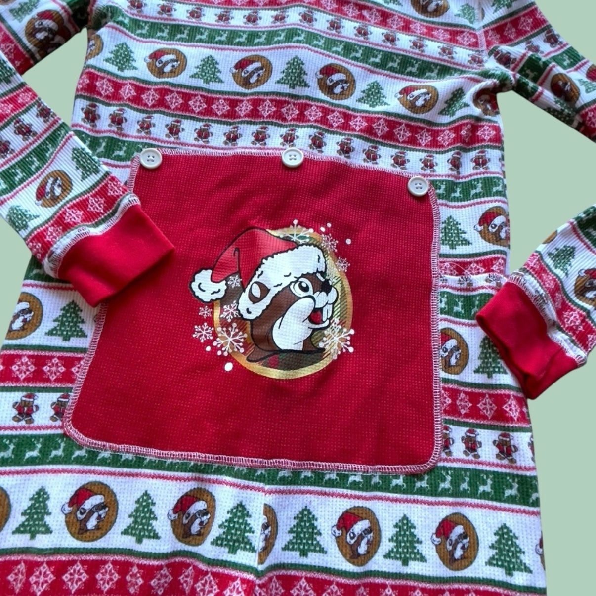 #1 Buc-ee's Striped Christmas Onesie Youth Large REDUCED