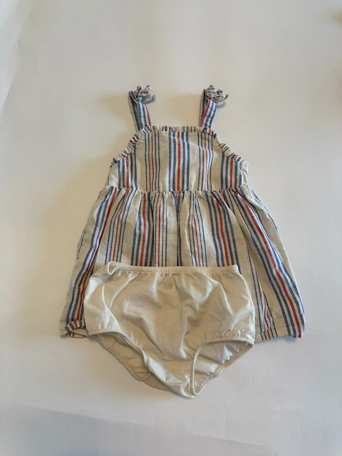 #78 REDUCED Cat & Jack Red Cream and Blue Striped Dress Girls 18M