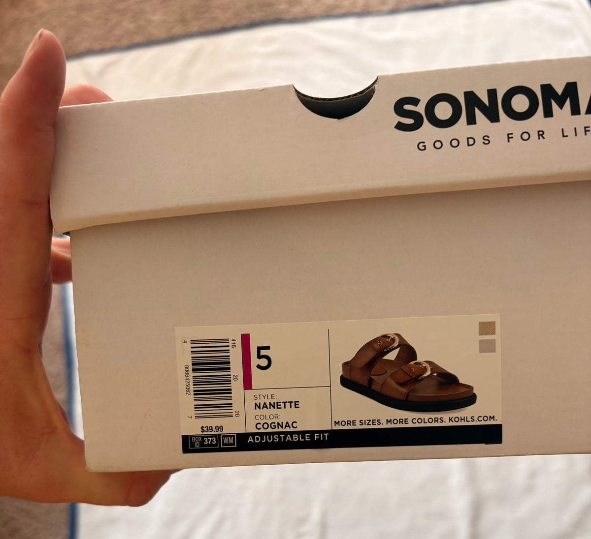 #102 - NWT Women's size 5 Sonoma cognac 2 buckle slides