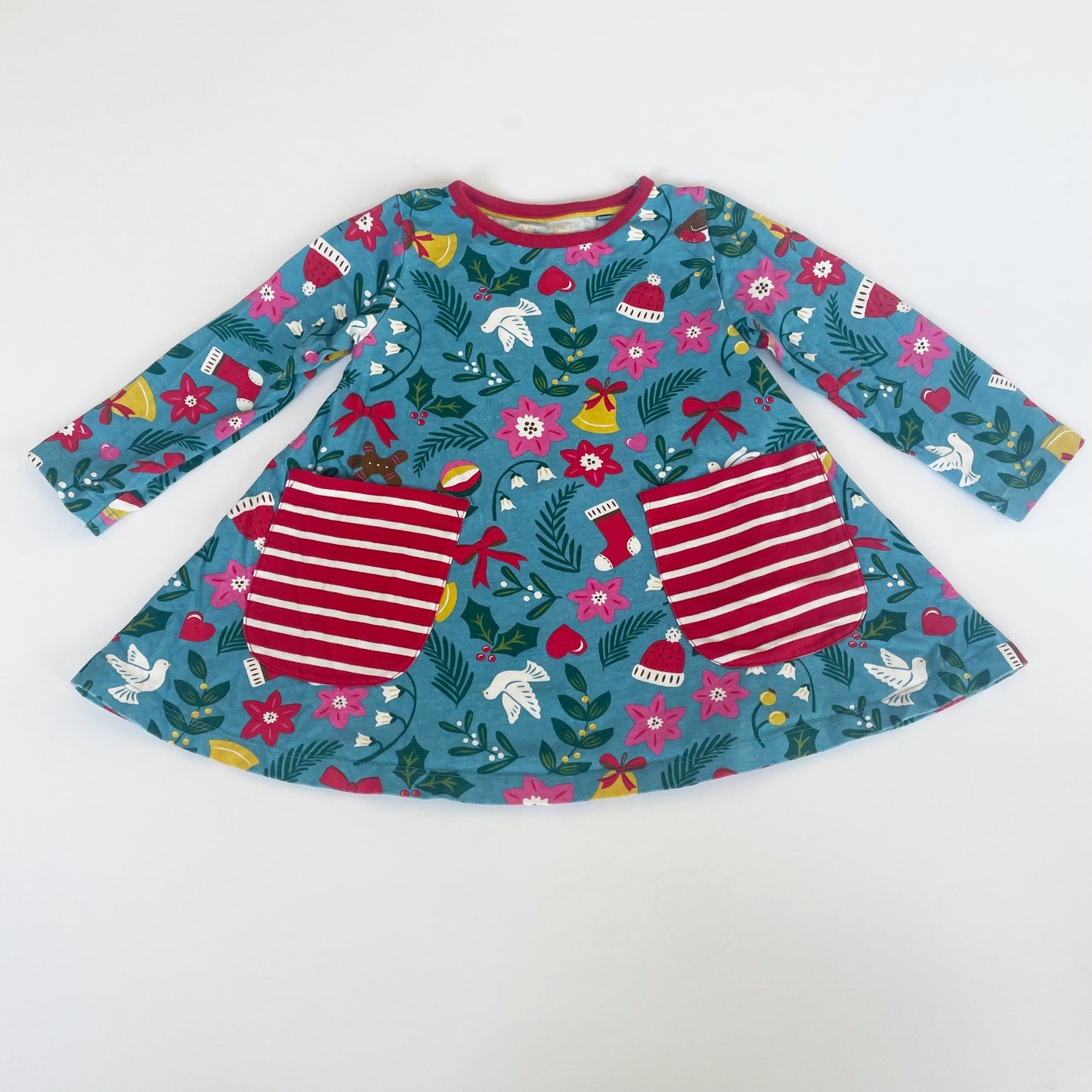 #118 | Size 3-4 y | Mini Boden Girls Christmas Print Tunic Dress