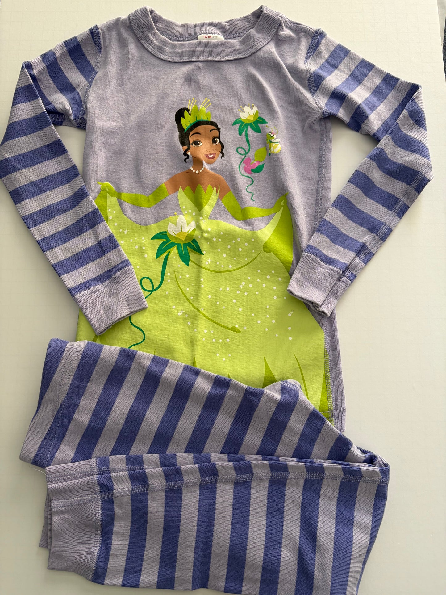 Seller #91 Girls' size 5 Hanna Andersson Princess Tiana long john pajamas VGUC