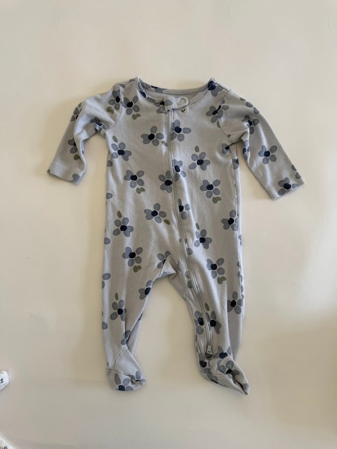 #78 REDUCED Carter's 2 Piece Blue Floral Pajamas Girls 6M