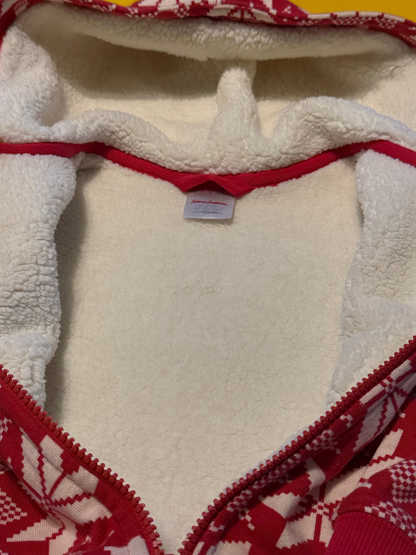 *SALE* #73 Hanna Andersson Red and White Zip up with hood (3T)