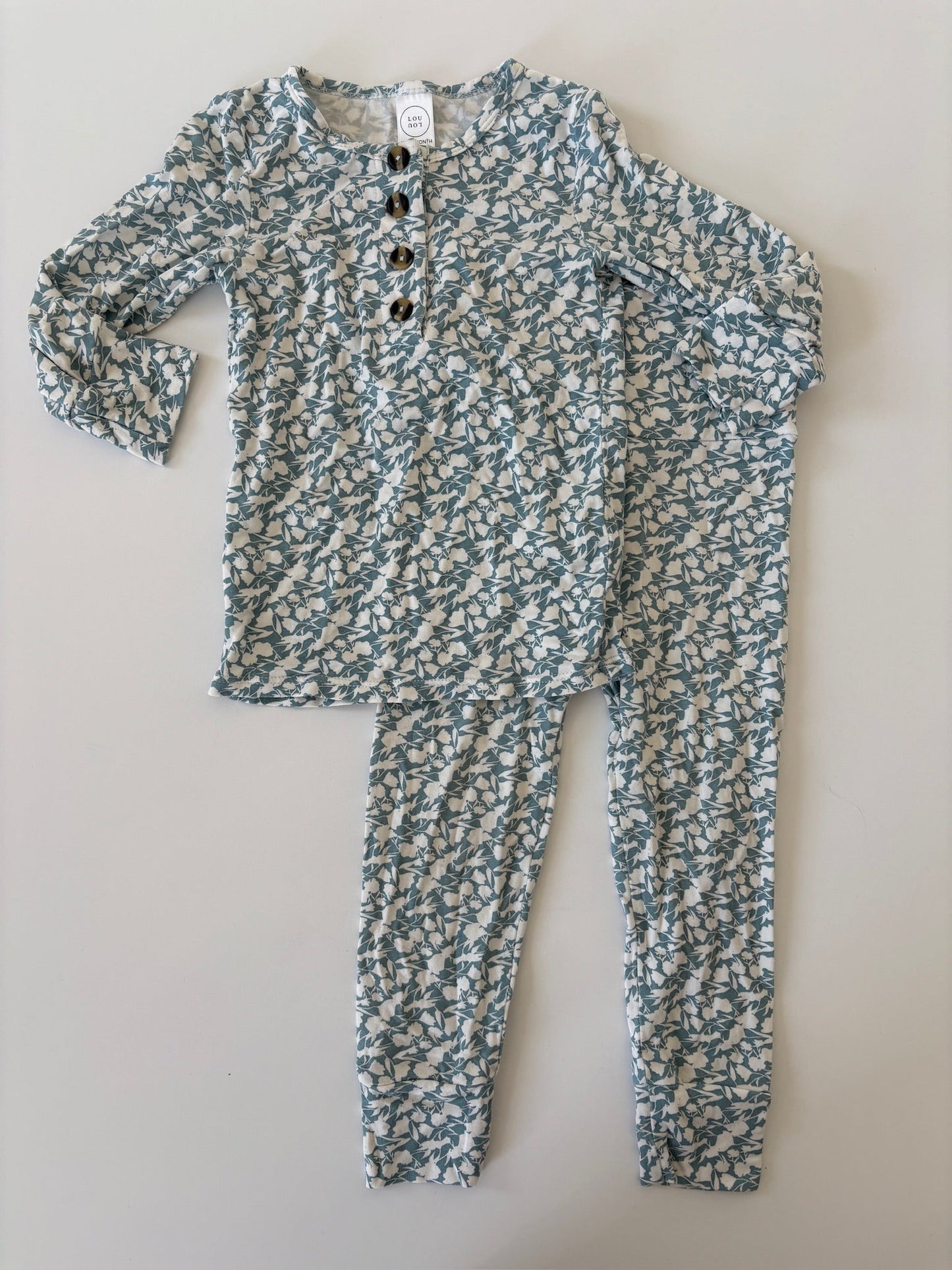 Seller #105 - Size 12-24M Girls Lou Lou & Co Lottie (Blue Floral) Top & Bottom Set - see description