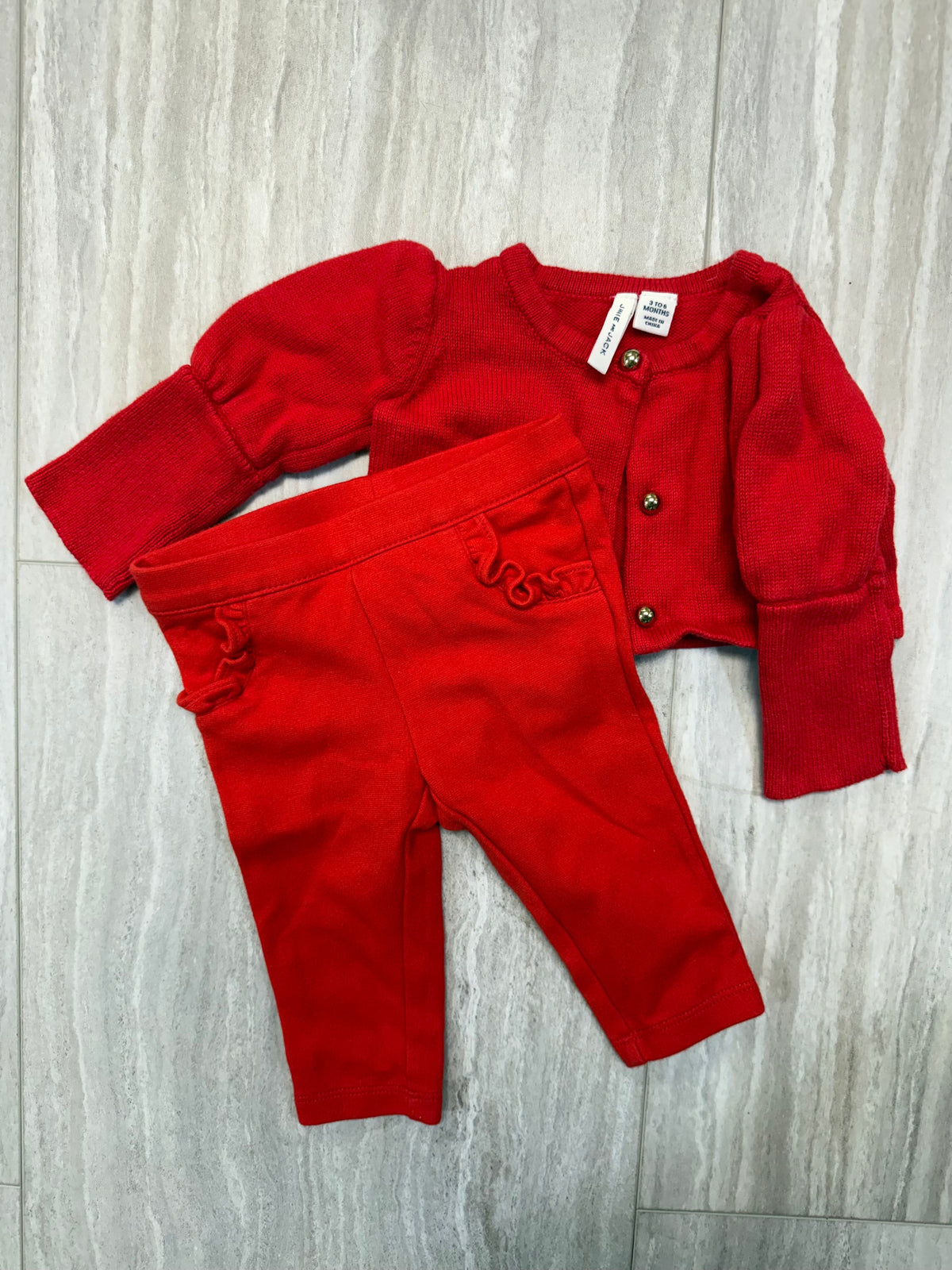 #110 Janie & Jack Girls Matching Cardigan & Legging Set 3-6 mo