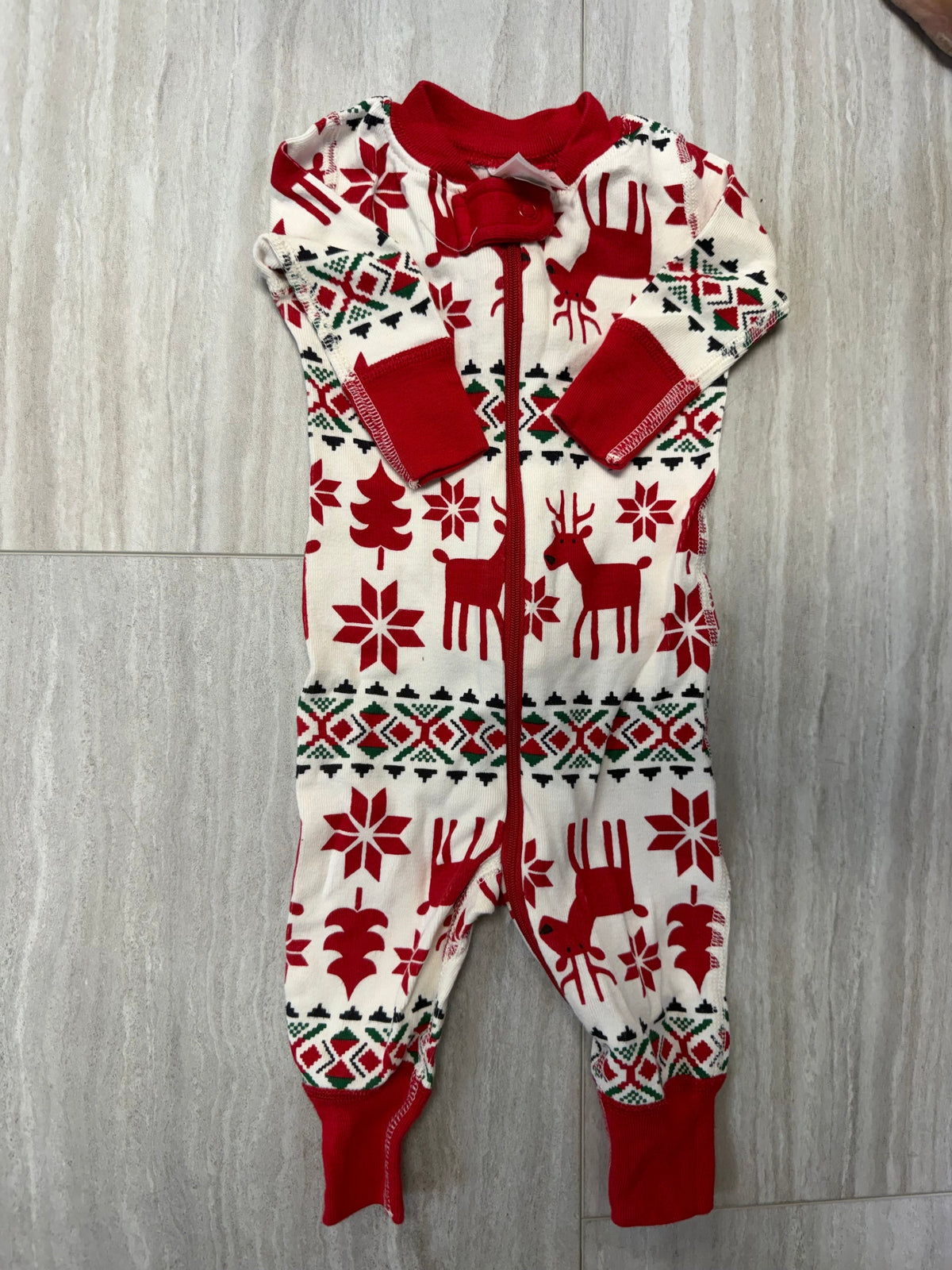 #110 Hanna Anderson Holiday Dear Deer Sleeper 0-3 mo.