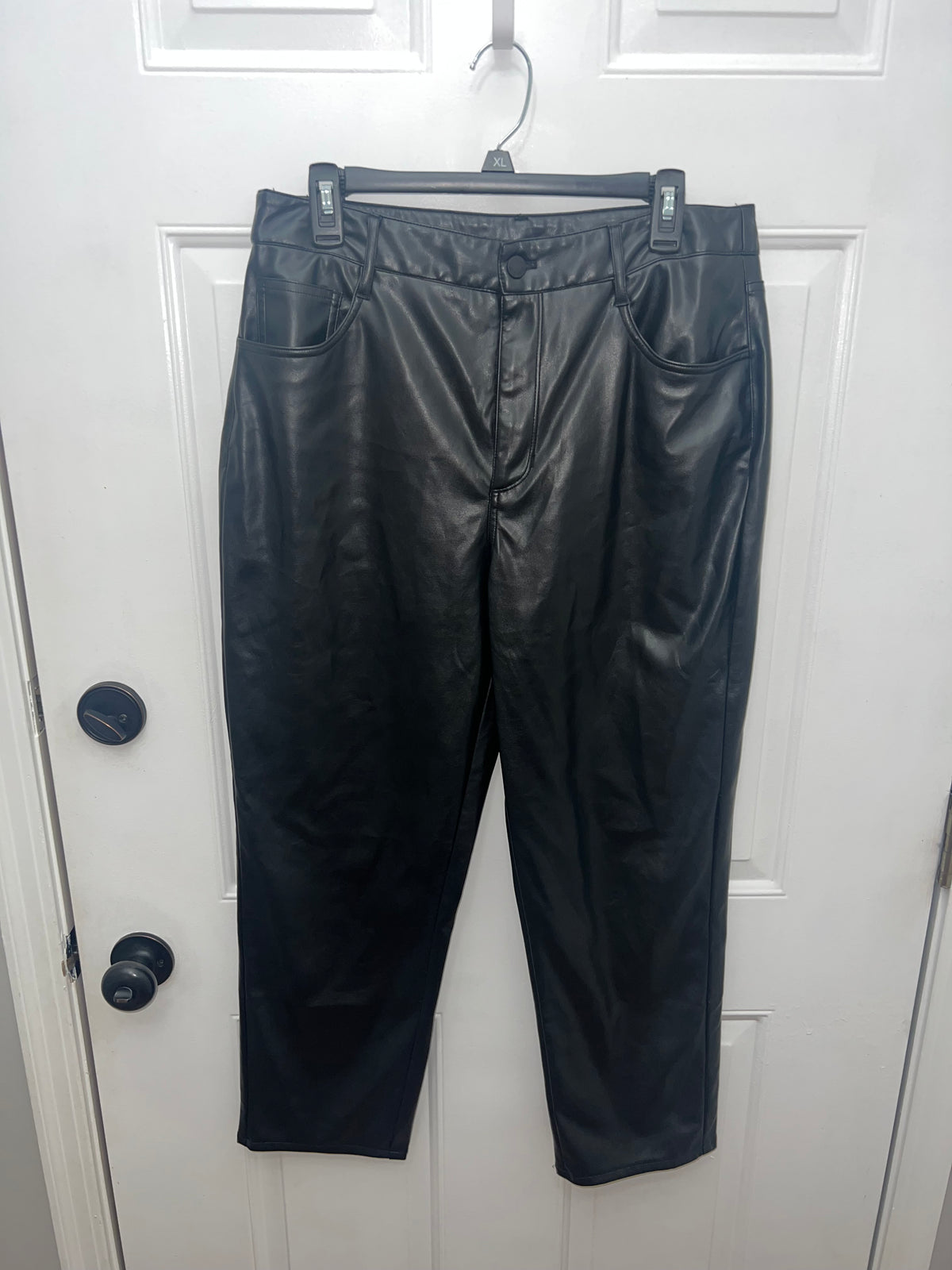 #180 Nine West womens size 12 black pleather pants