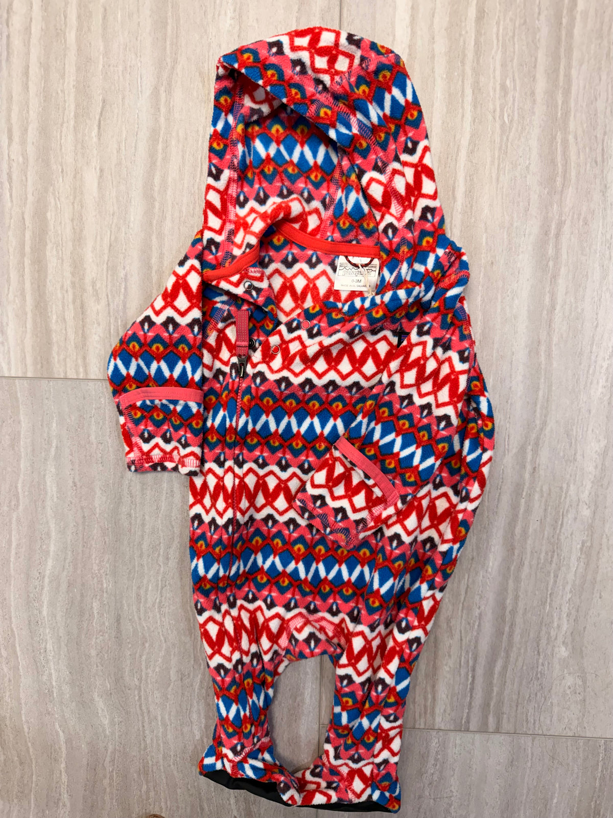 #110 Patagonia Infant Girl Fleece Zip Body Suit - 0-3 mo.