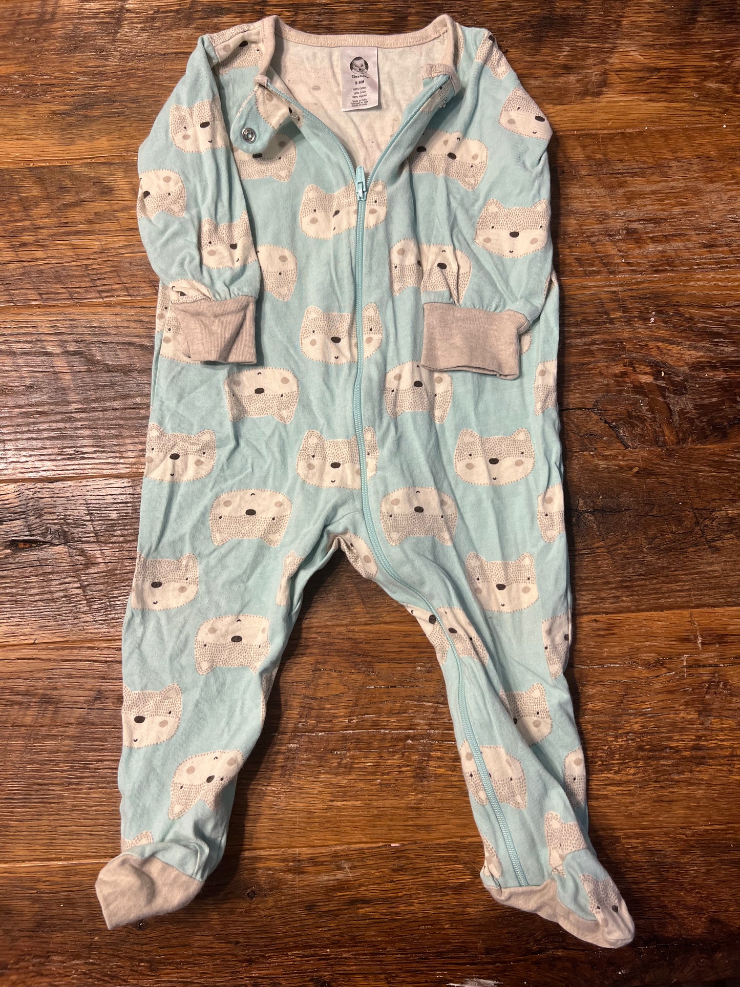 #67 Gerber Gender Neutral Raccoon Print Onesie - Size 6-9M