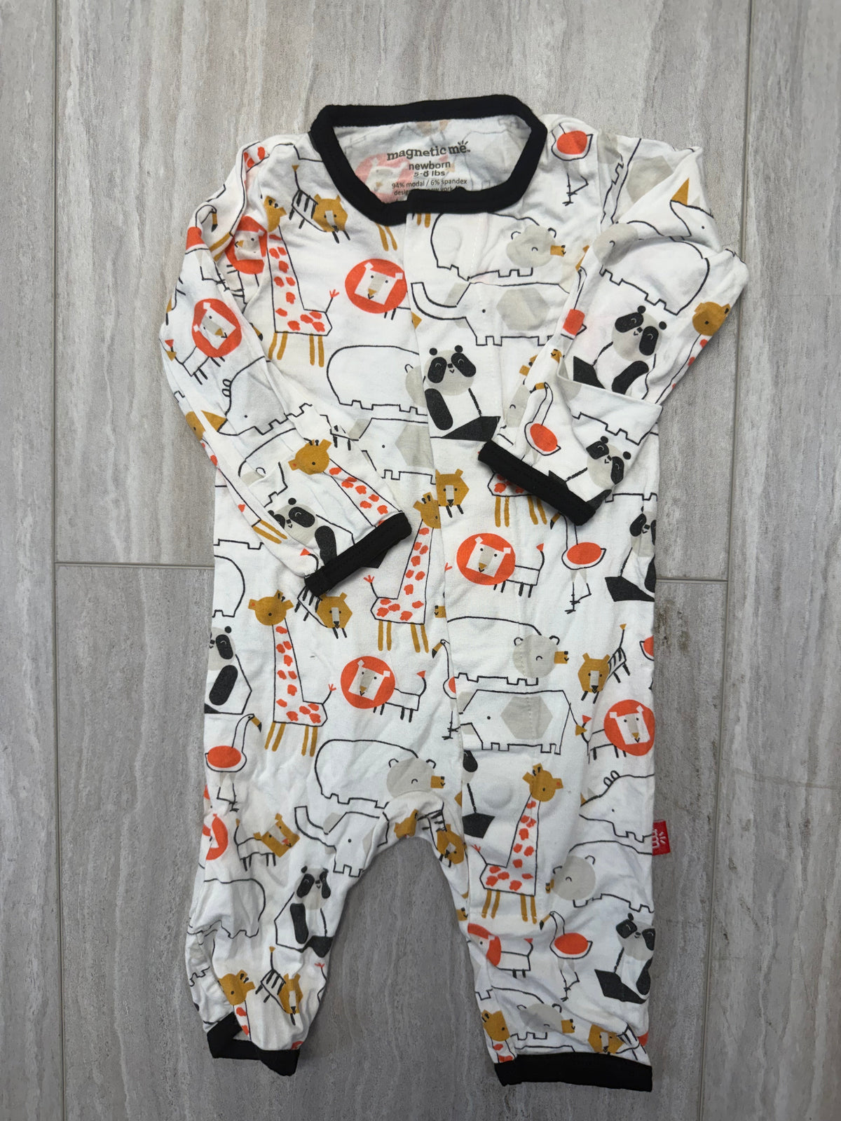 #110 Magnetic Me Infant Animal Print Modal Coverall Size Newborn