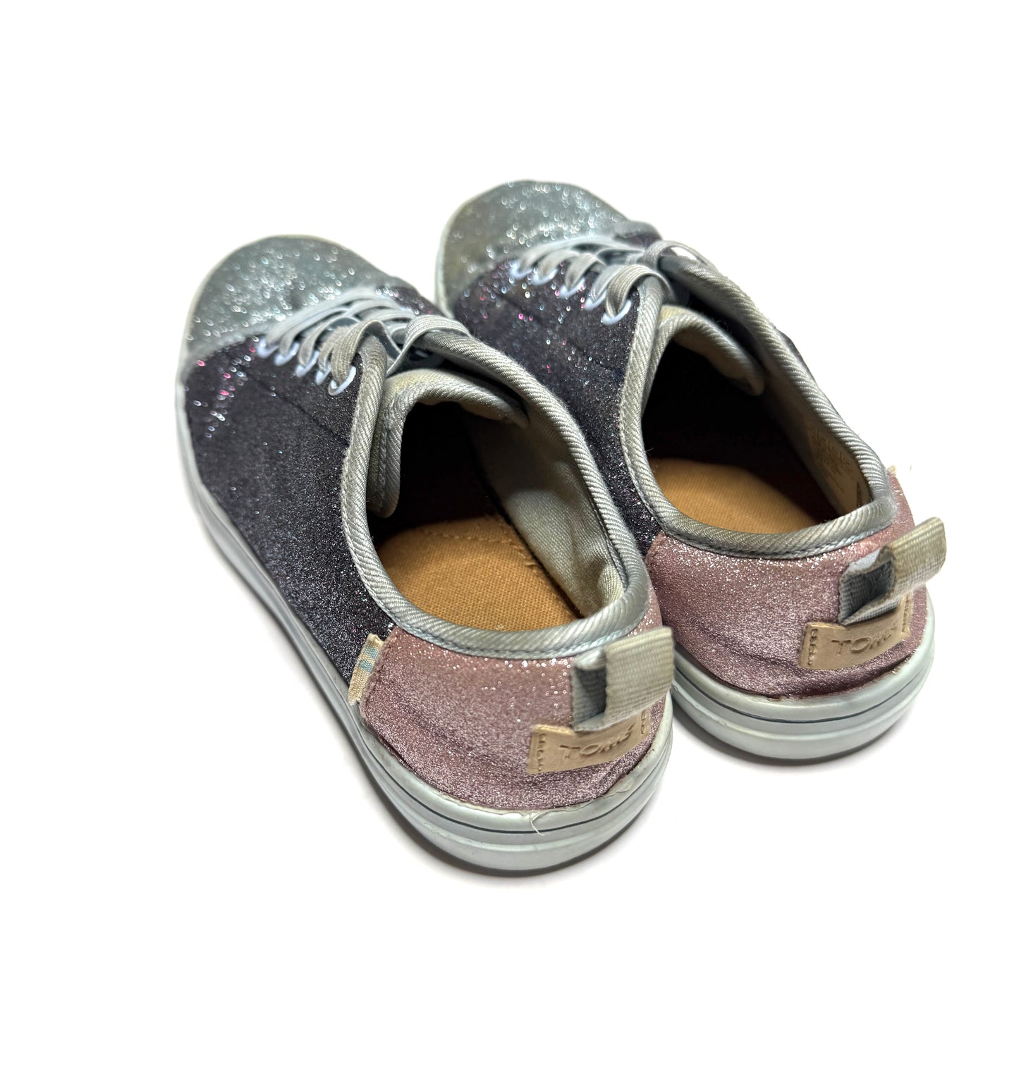 Seller 89 Girls Sparkle Toms Pull on Snakers Size 1Y VGUC