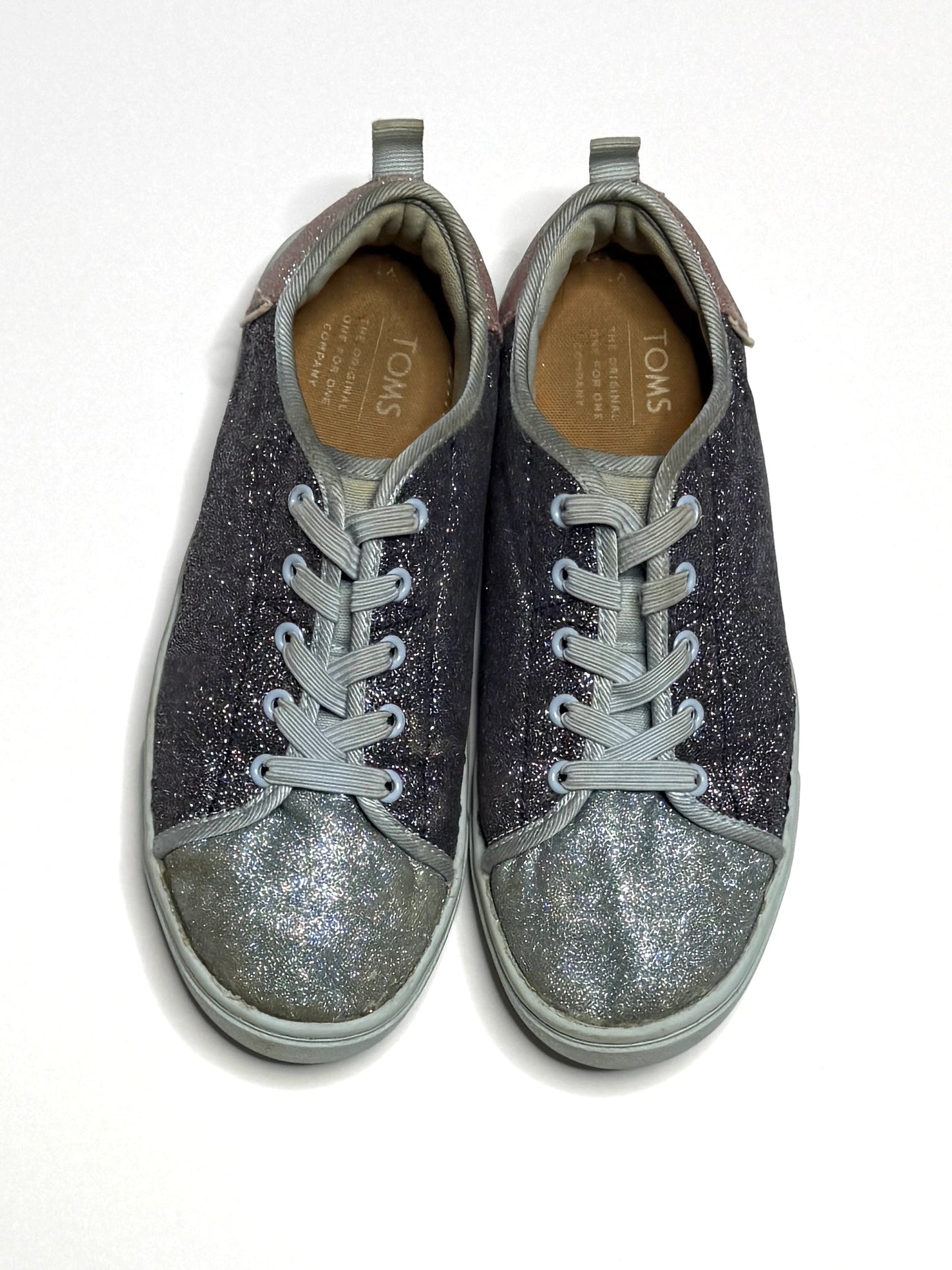 Seller 89 Girls Sparkle Toms Pull on Snakers Size 1Y VGUC
