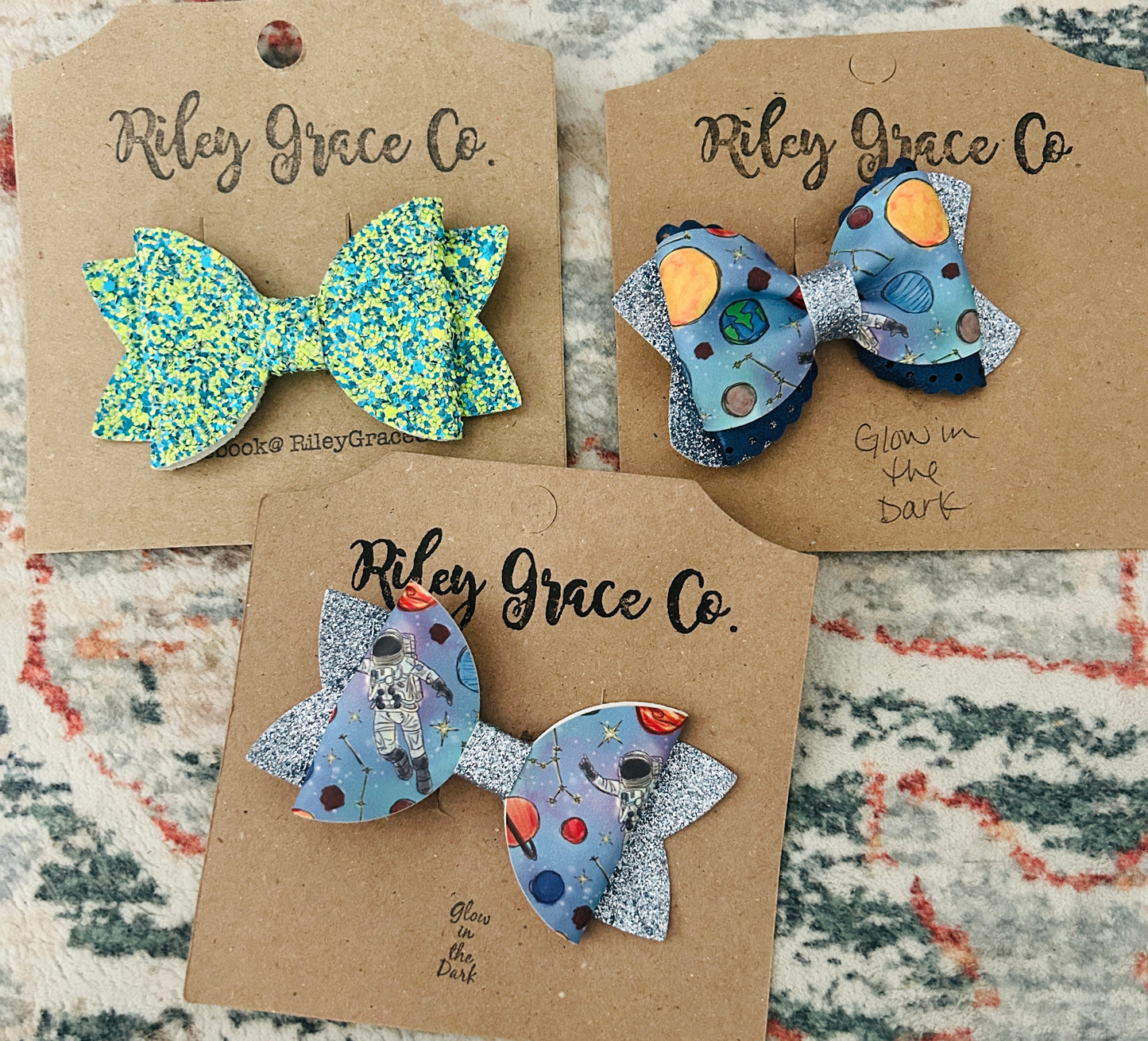 #15 New Boutique Clip On Bows (2 Glow in the Dark)