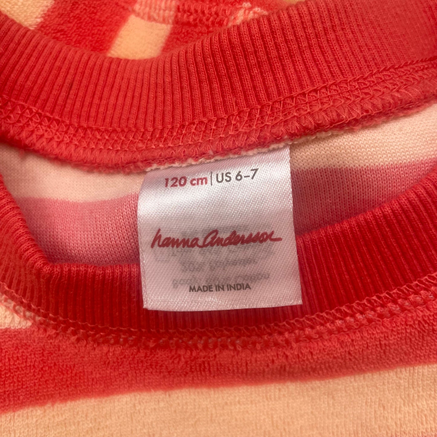 #116 Hanna Andersson Girls Terry Cloth Sweatershirt Coral orange 6-7