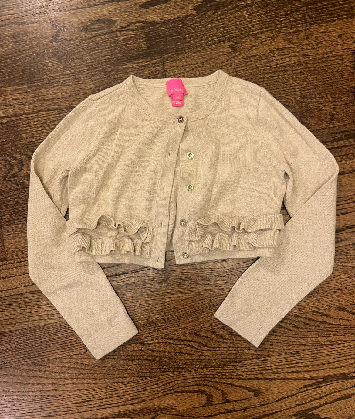 #67 Lilly Pulitzer 8-10 gold cardigan