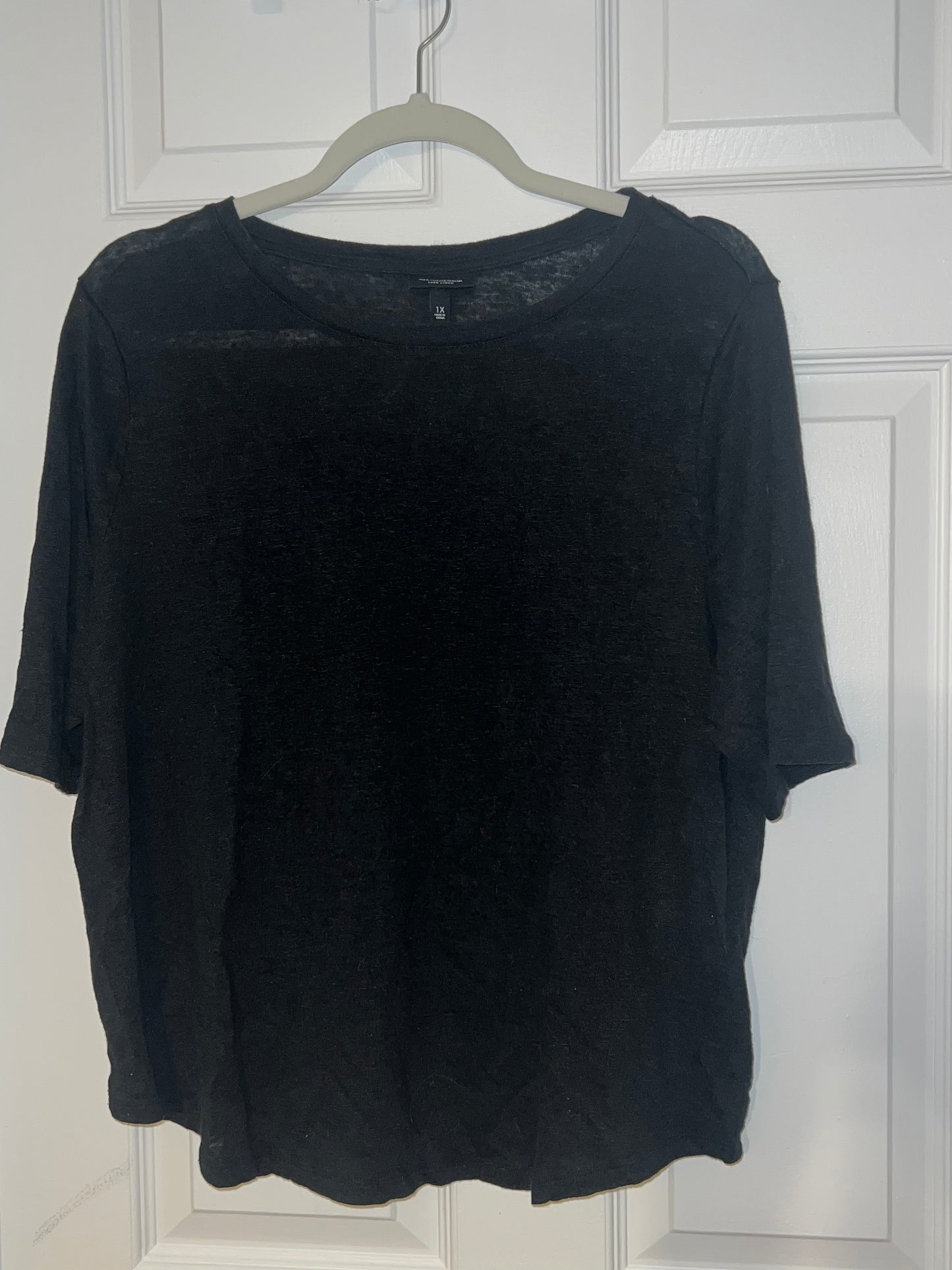 #67 WhoWhatWear Women's Black Short-Sleeve Shirt - Size 1X