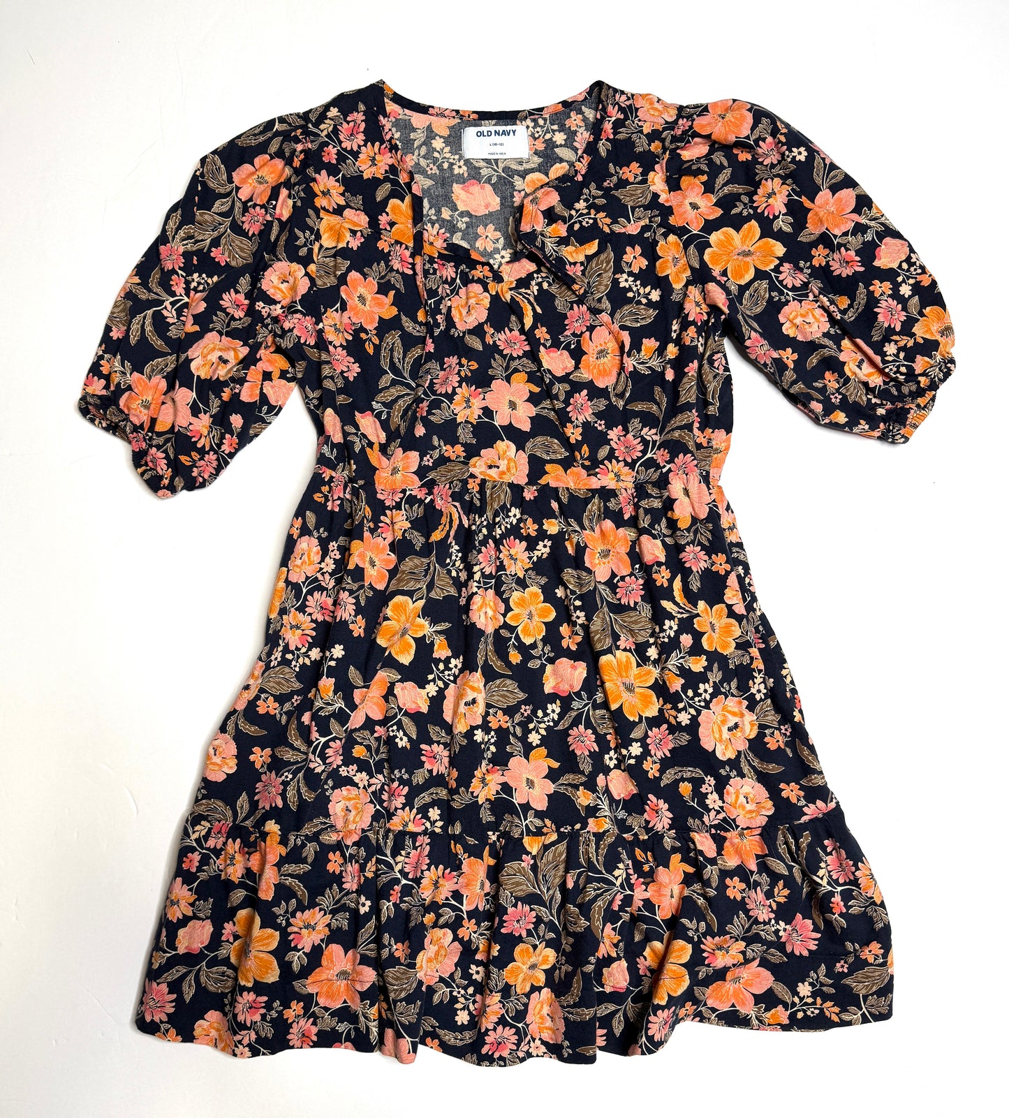 Seller 89 Girls Old Navy Size Large 10-12 Navy Floral Boho Dress EUC