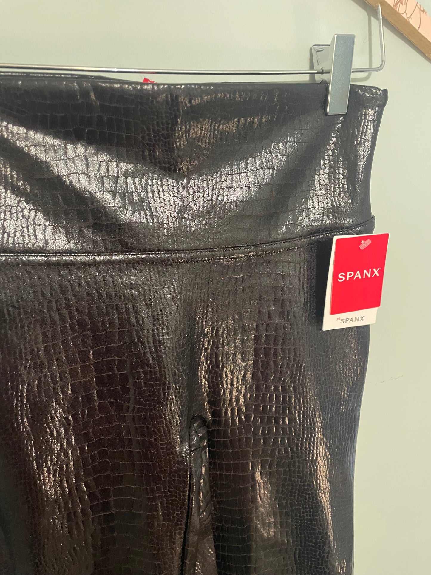 #118 | Size S | Spanx Women's Brown Crocodile Print Faux Leather Leggings