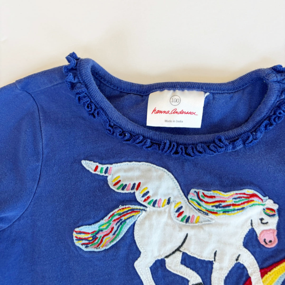 #96 | Size 100 / 4T | Hanna Andersson Girls Unicorn Shirt and Red Leggings