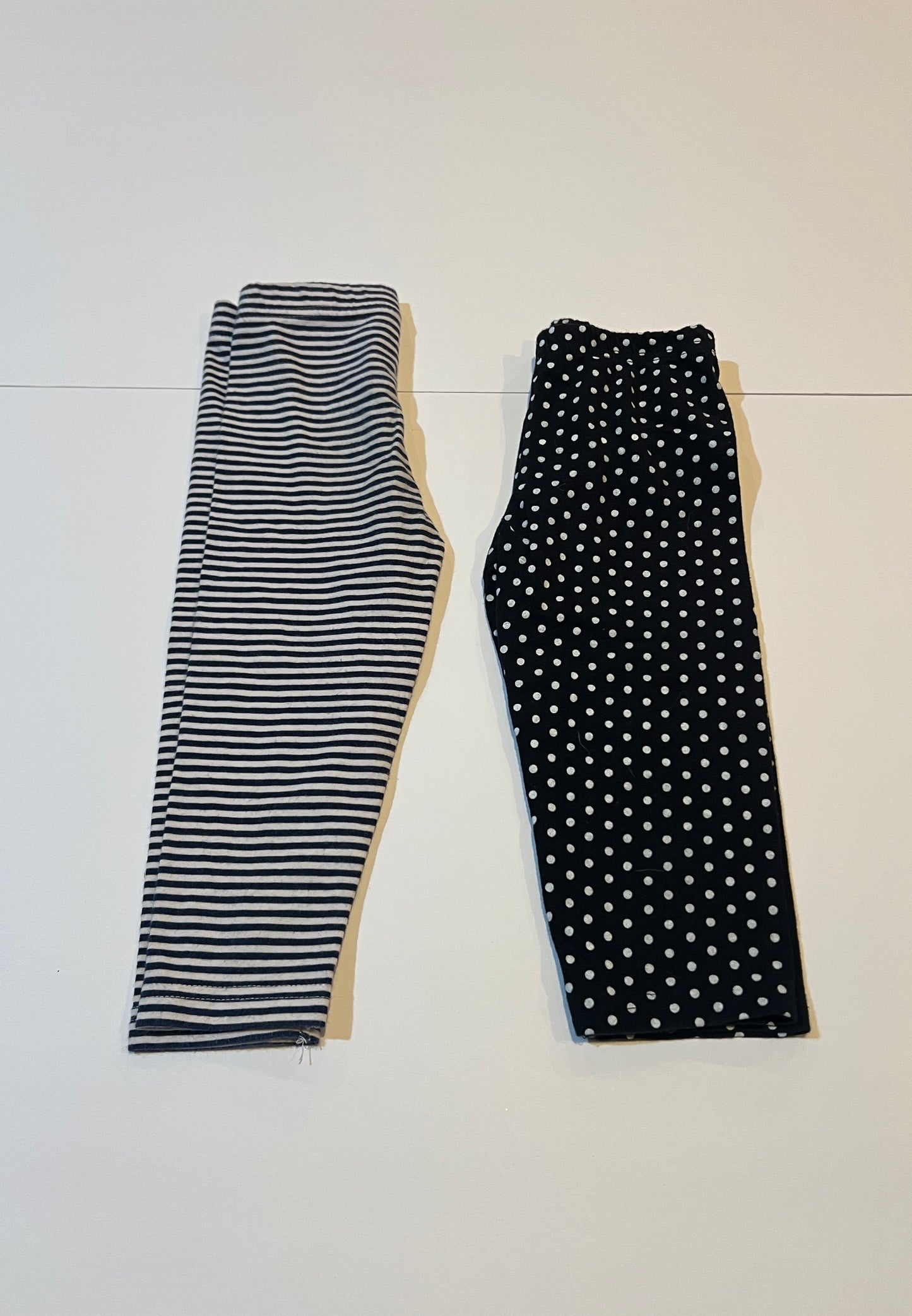 #180 Girls 4 Set of 2 Capri Leggings - Polka Dots and Stripes
