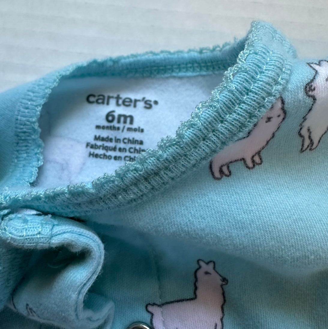 #93 Carter's Turquoise Llama Onesie Sleeper Girls 6M